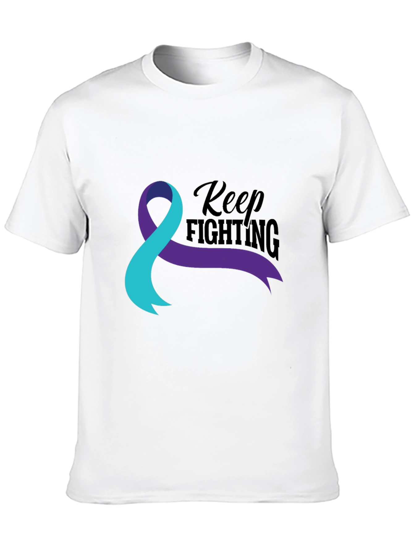 Black Keep Fighting Awareness Ribbon Graphic T-Shirt view 10