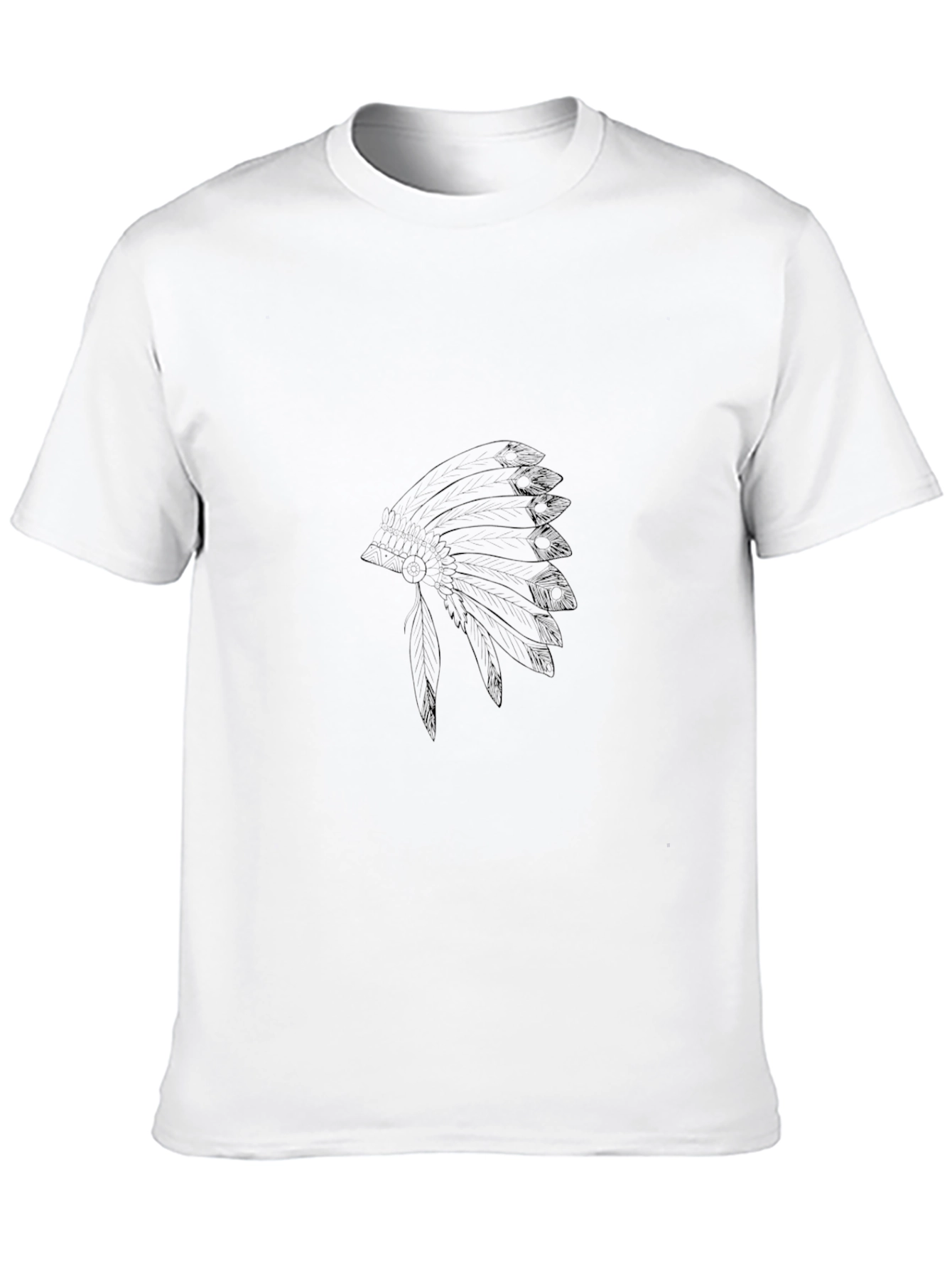 Black Men's Black Graphic Tee - Native American Headdress view 10