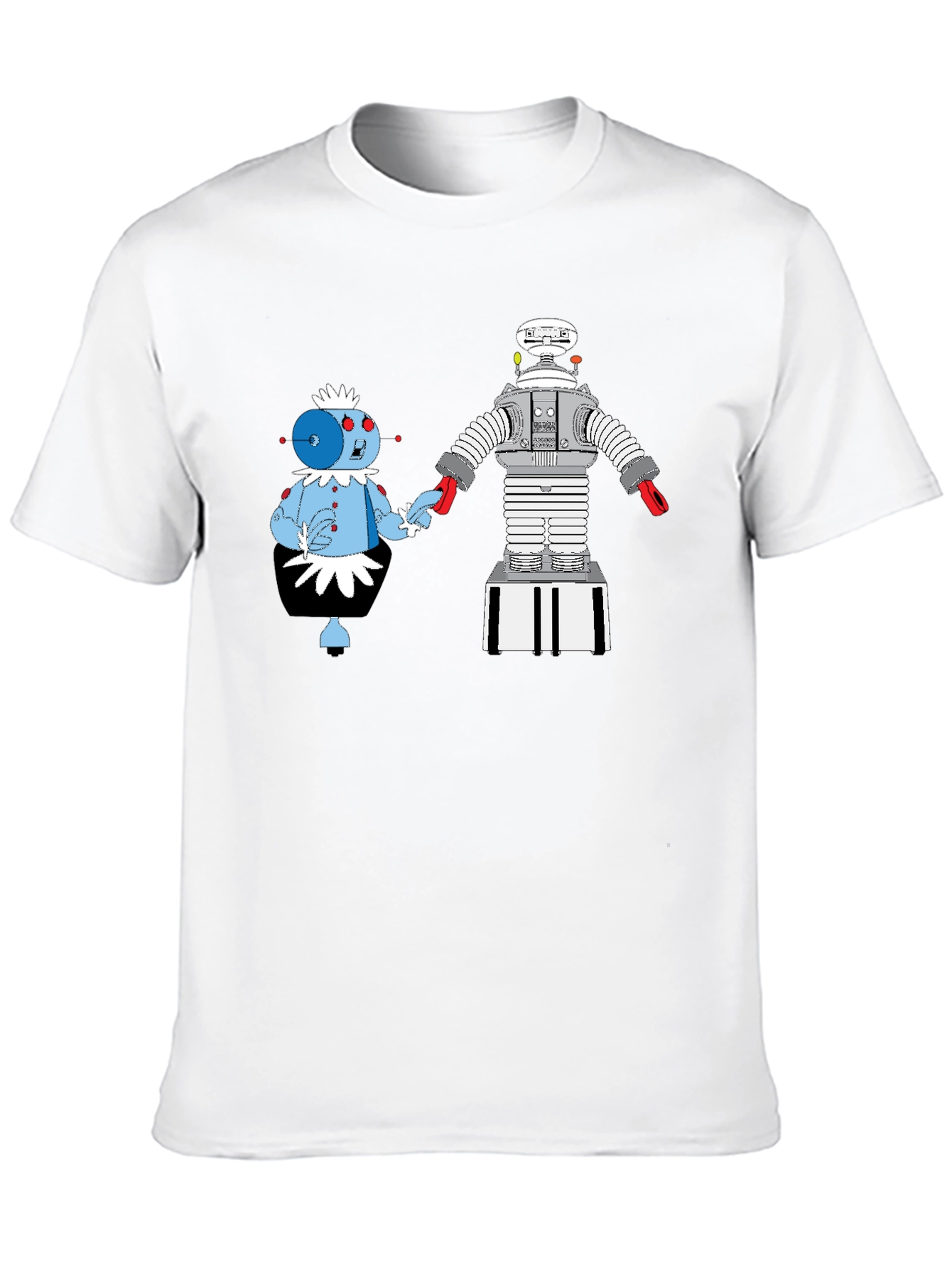 Black Robot Romance Graphic Tee - Black Cotton T-Shirt view 10