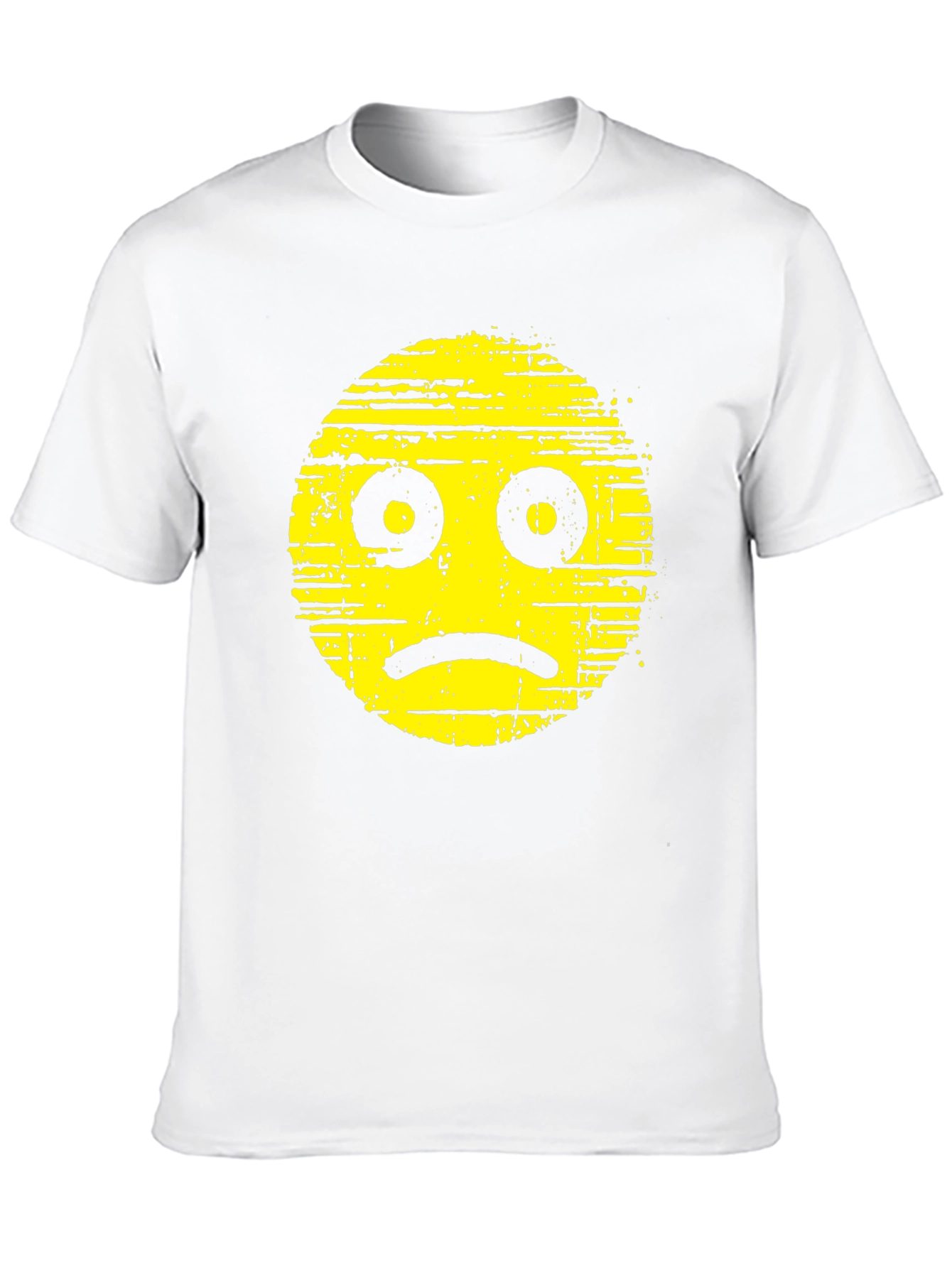 Black Distressed Sad Face Graphic Black T-Shirt view 10