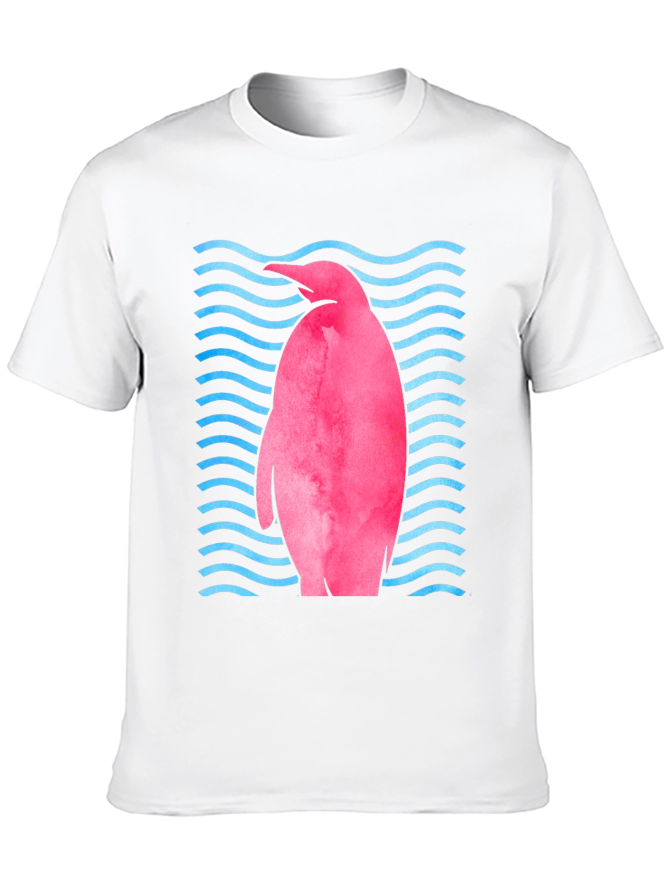 Black Pink Penguin Wave T-Shirt - Unique Graphic Tee view 10