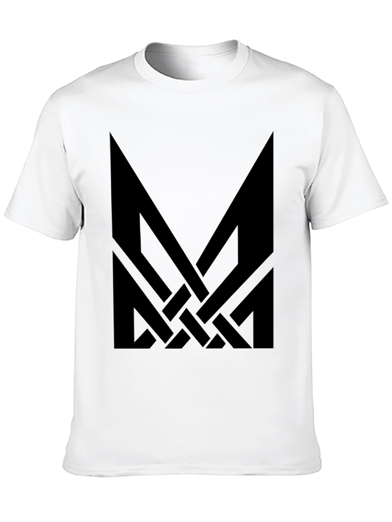 Black Black T-Shirt with Abstract Geometric Design view 10