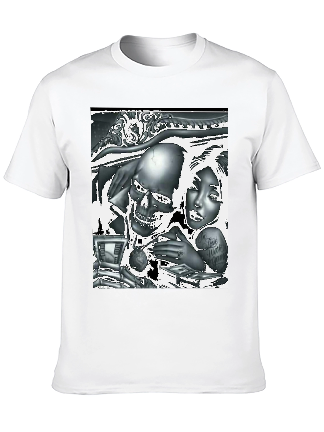 Black Skull and Woman Graphic Tee - Black view 10