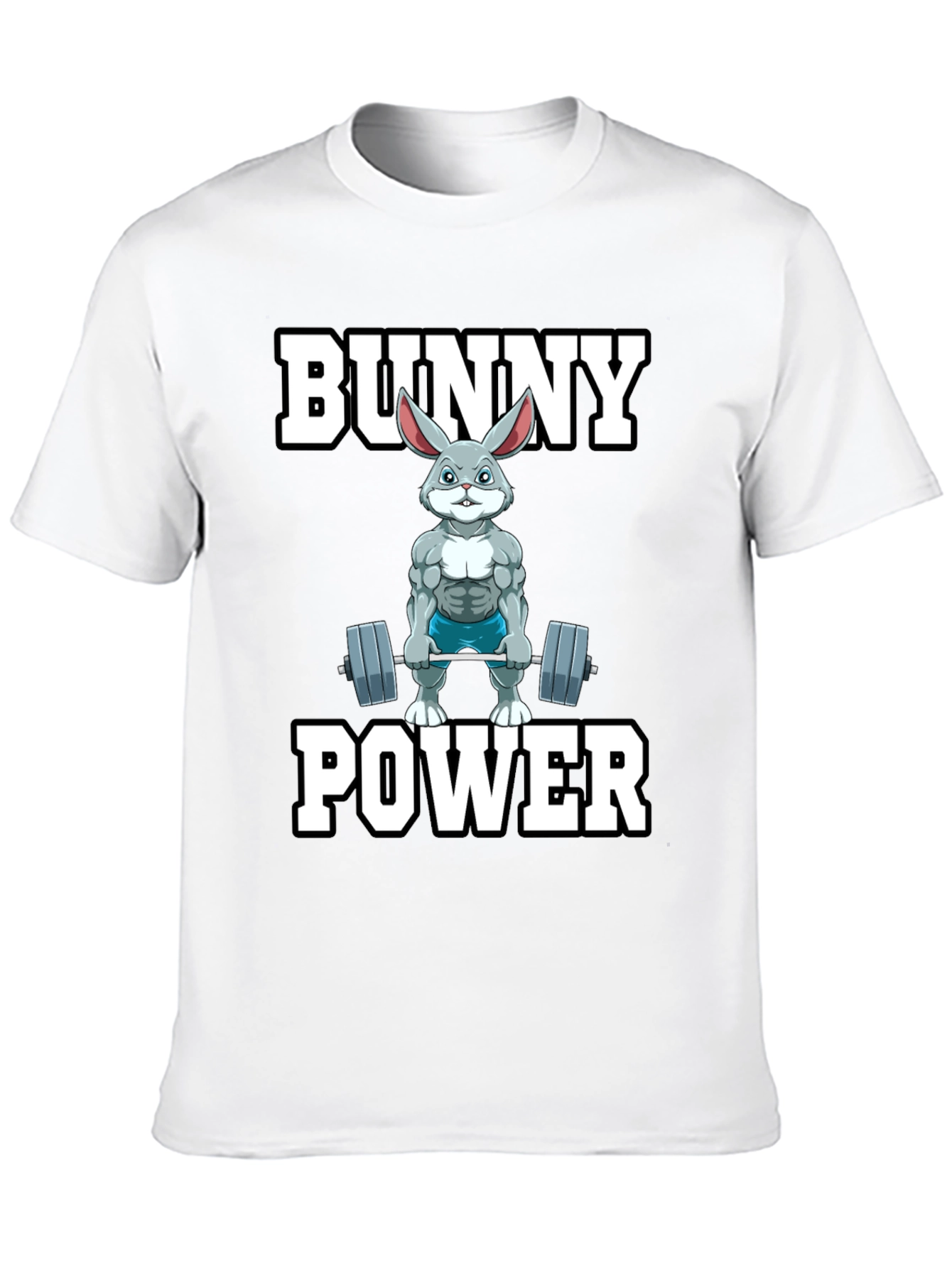 Black Bunny Power T-Shirt - Weightlifting Rabbit Gym Tee view 10