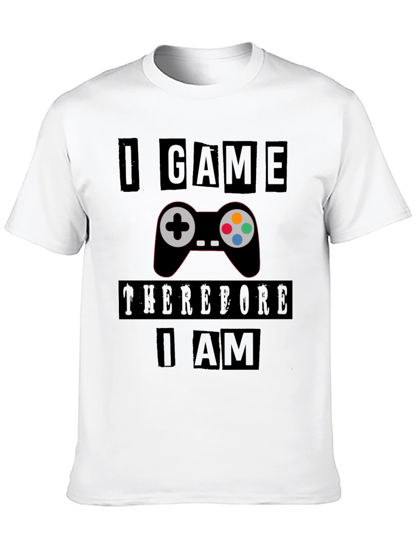 Black Gamer's Black T-Shirt: I Game Therefore I Am view 10