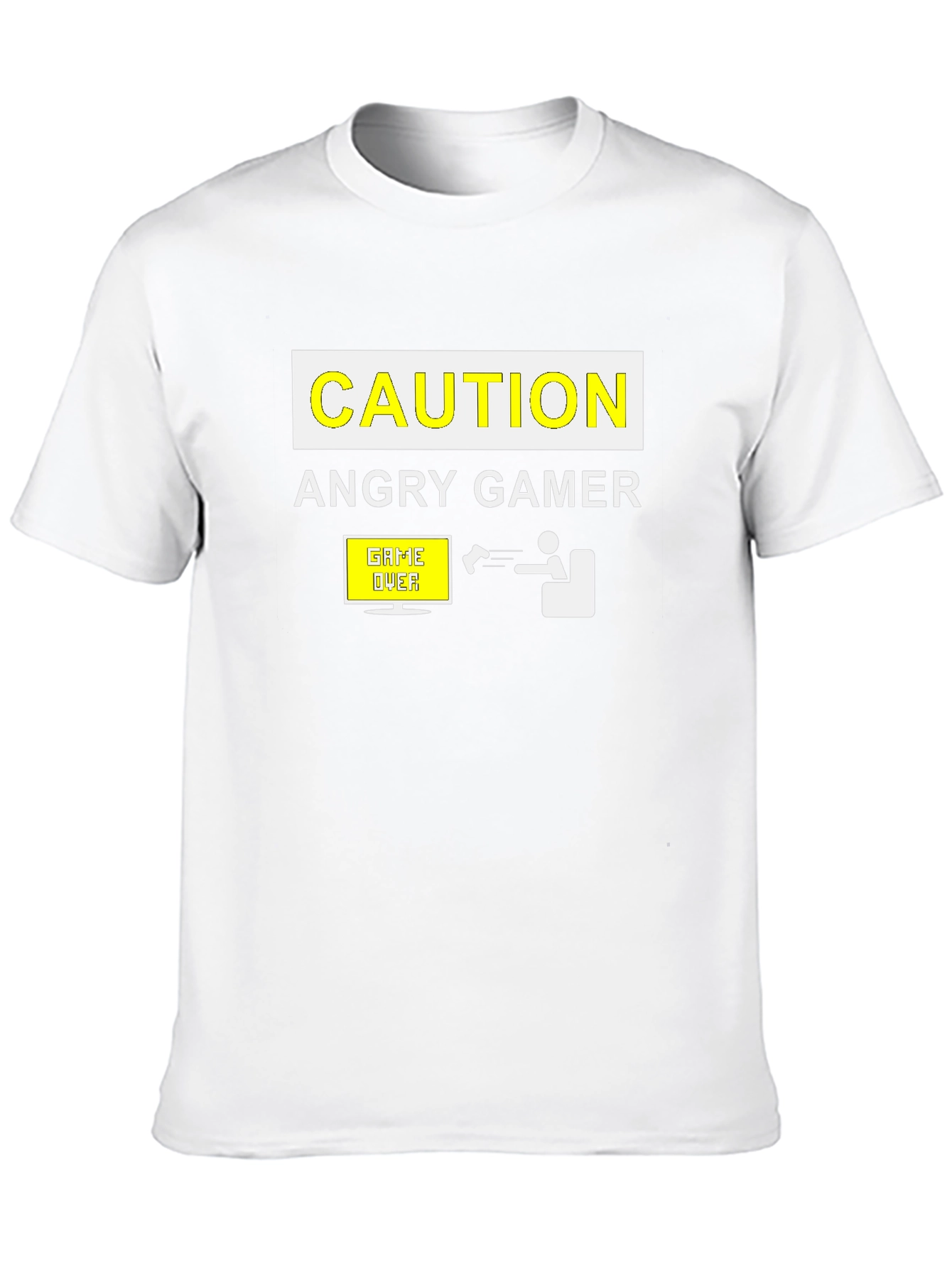 Black Angry Gamer Caution T-Shirt: Funny Video Game Tee view 10