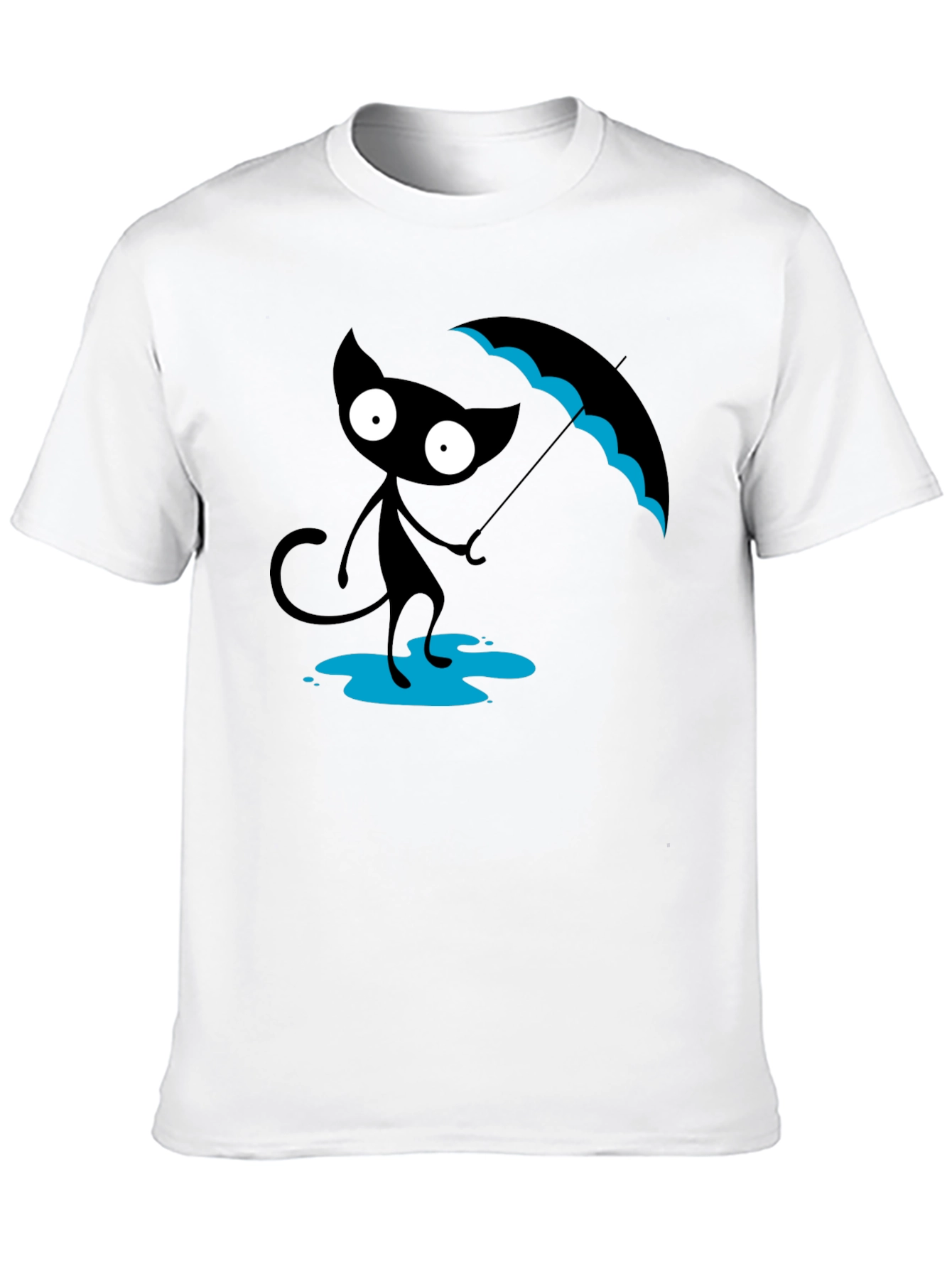 Black Black Cat with Umbrella T-Shirt view 10