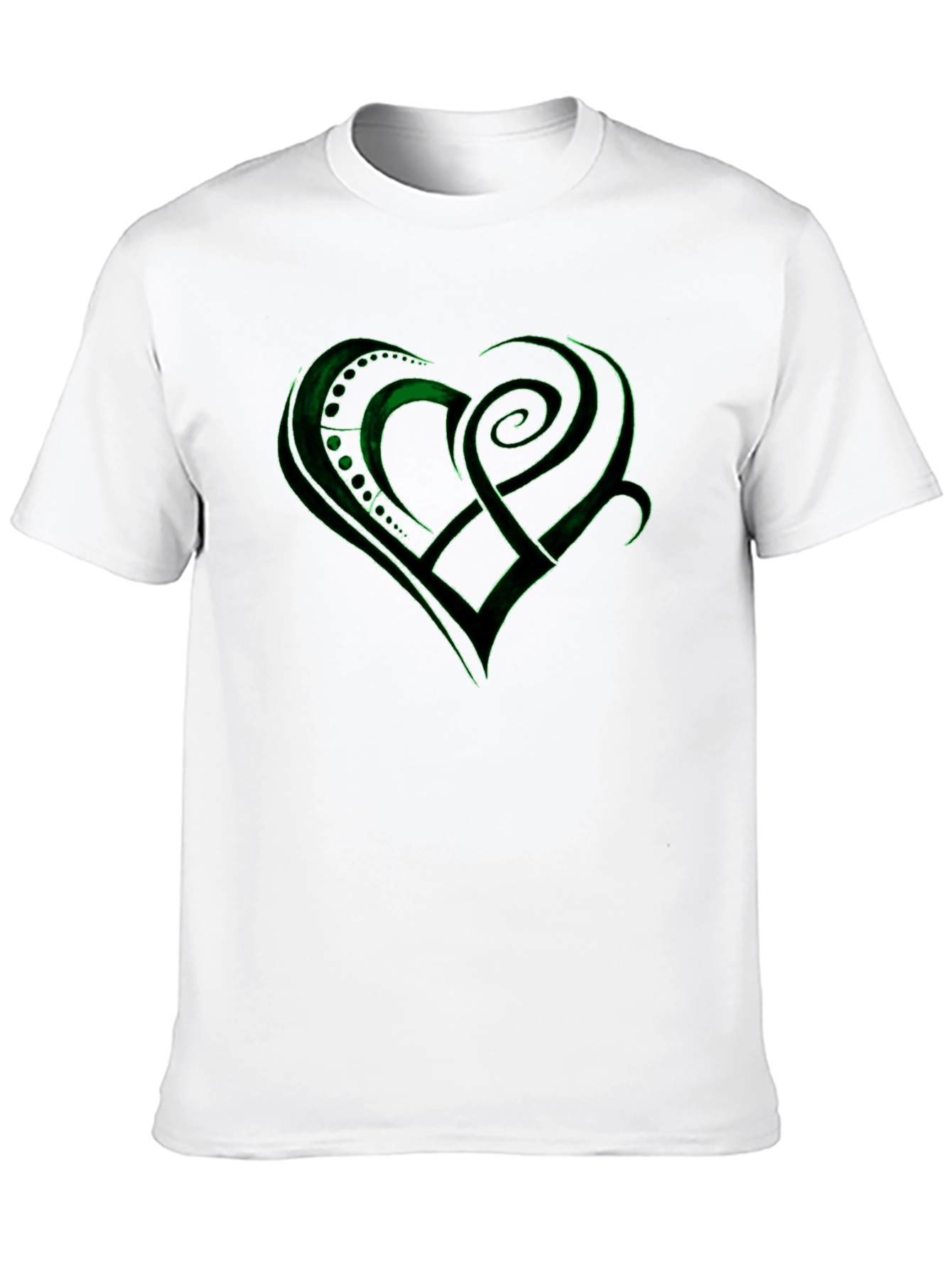 Green Celtic Heart Design Black T-Shirt - 10