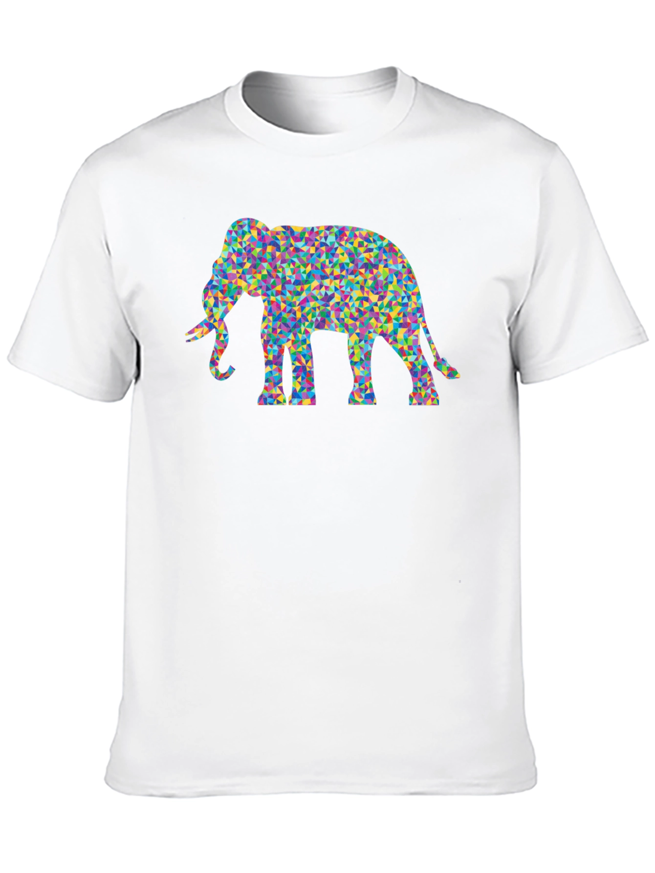 Black Mosaic Elephant Tee - Funky Graphic T-Shirt view 10