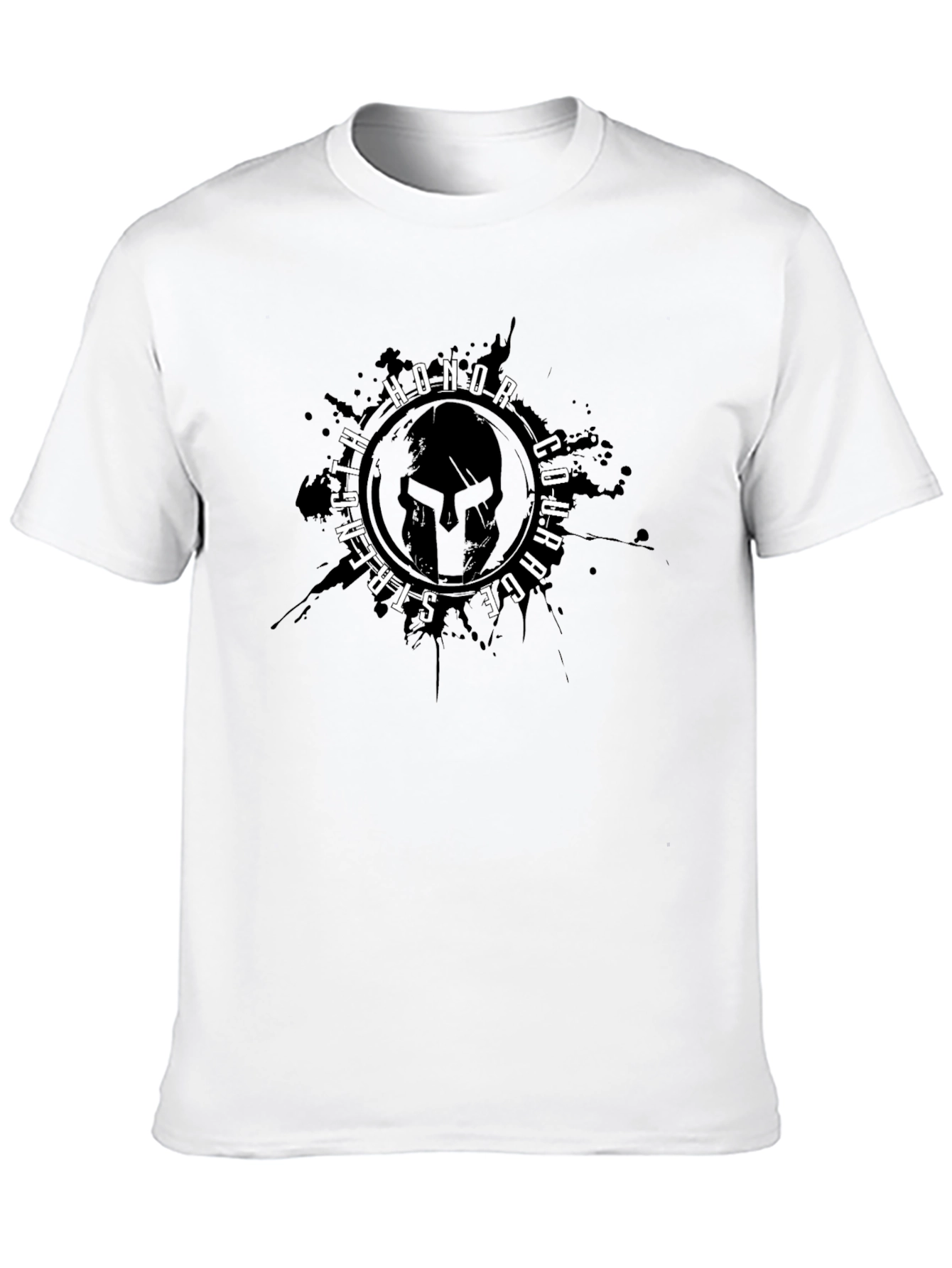 Black Honor Courage Strength Spartan Graphic T-Shirt view 10