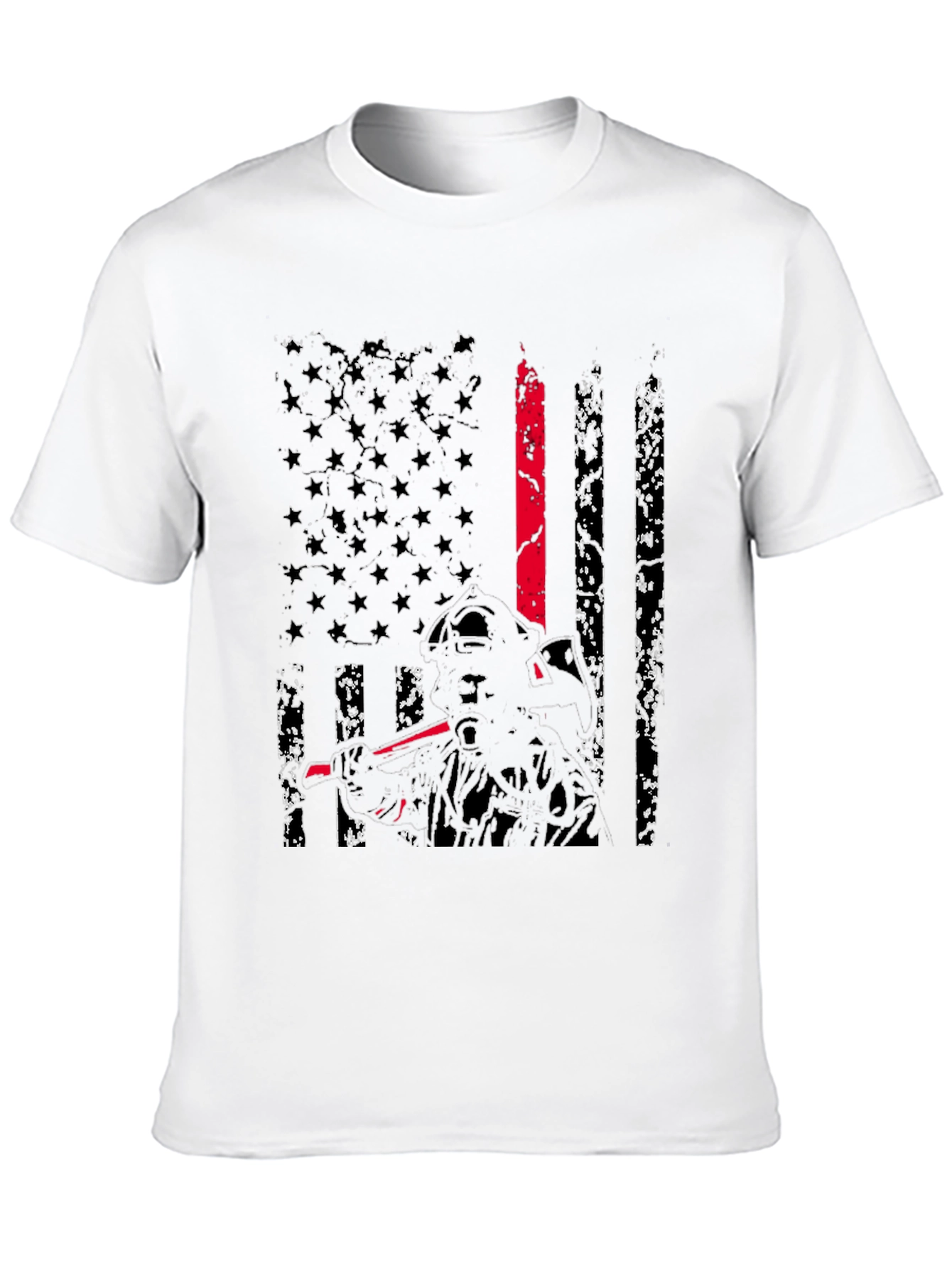 Black Thin Red Line Firefighter Flag T-Shirt view 10