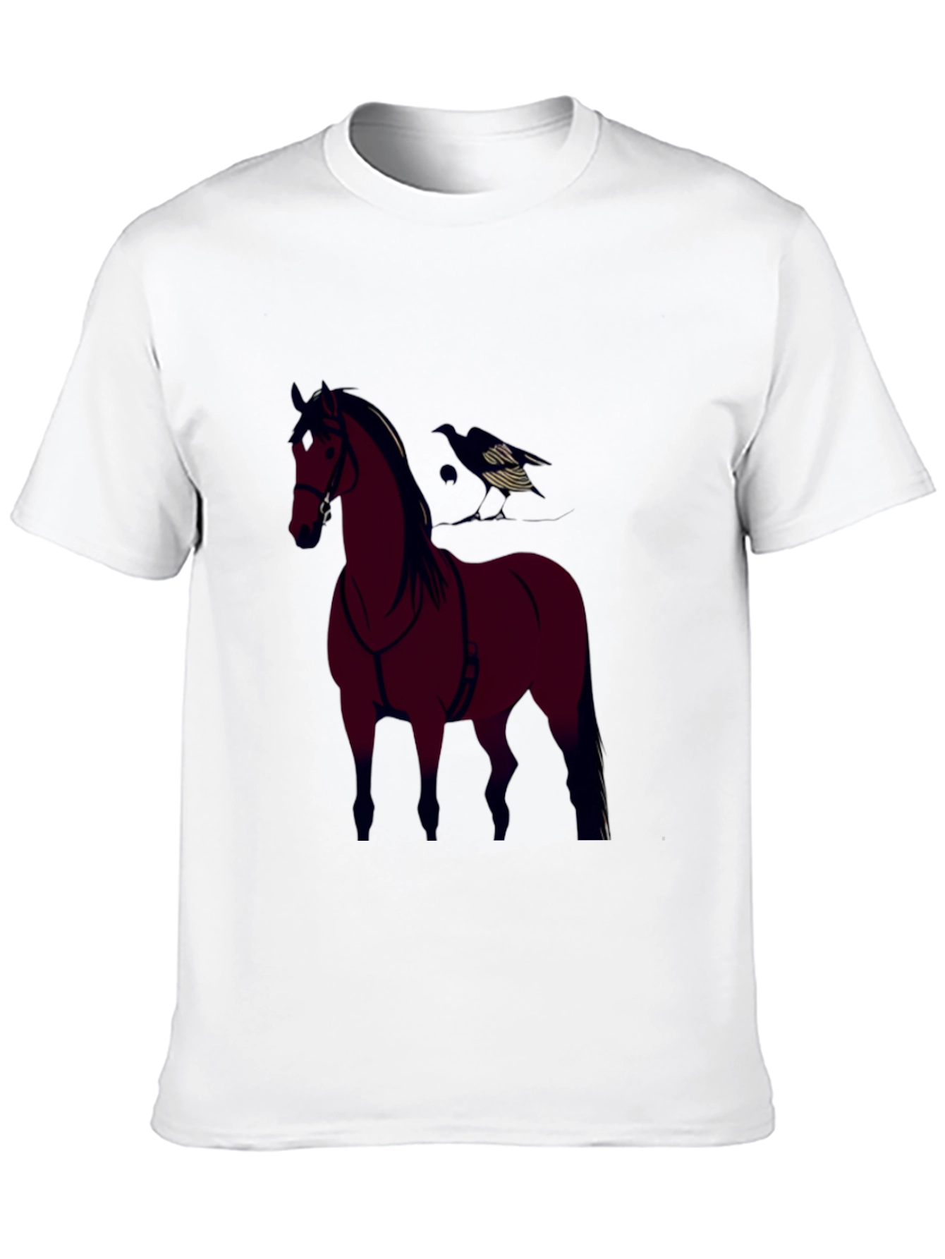 Black Horse and Crow Graphic Tee - Black Cotton Blend view 10