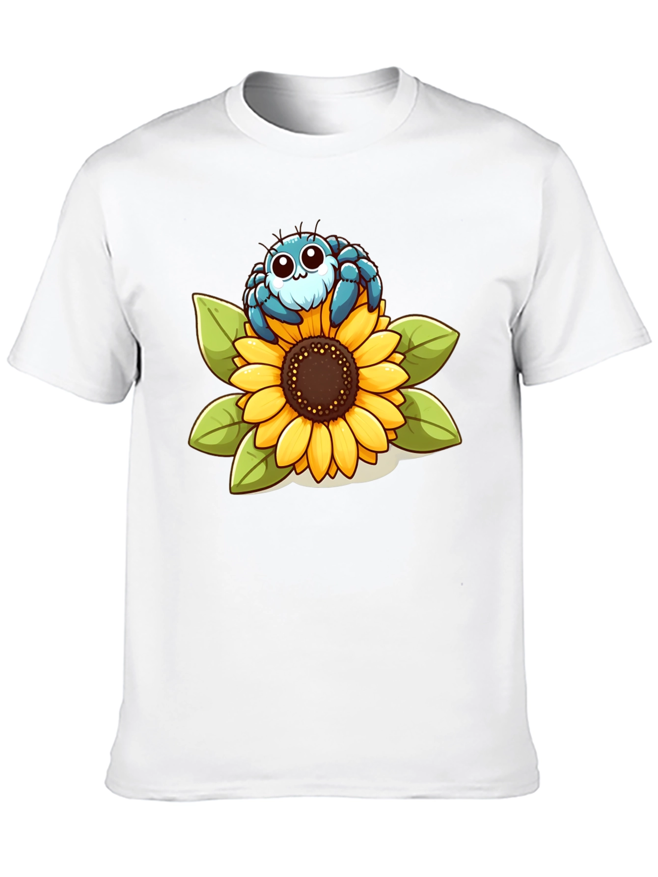 Black Cute Spider on Sunflower Graphic T-Shirt view 10