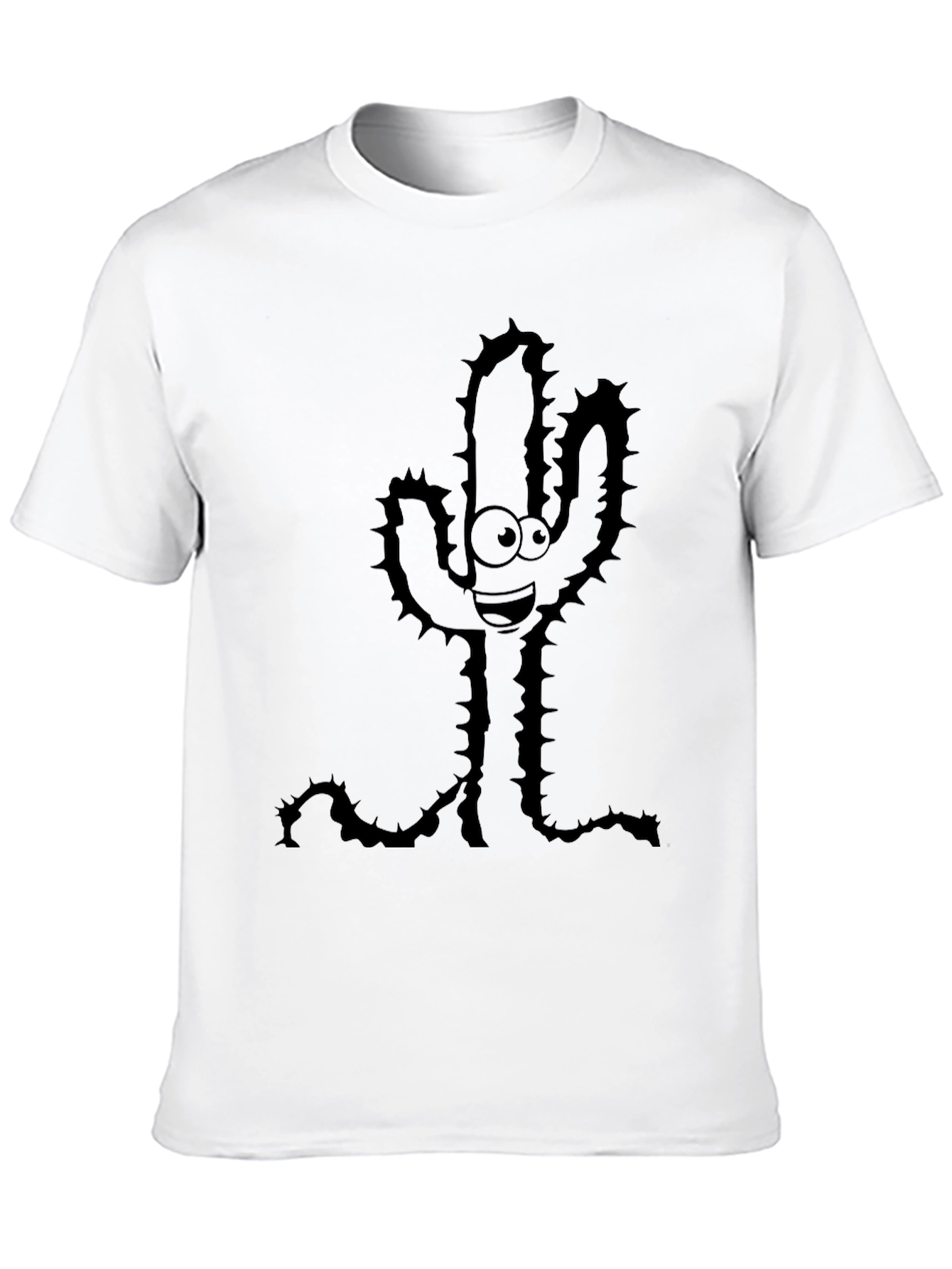 Black Cartoon Cactus Graphic Black T-Shirt view 10