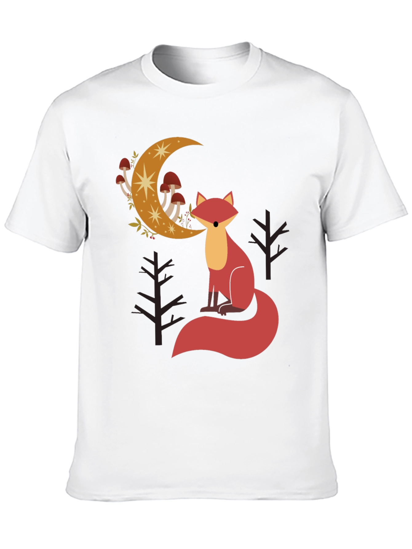 Black Fox and Moon Graphic Tee - Black Cotton Blend view 10