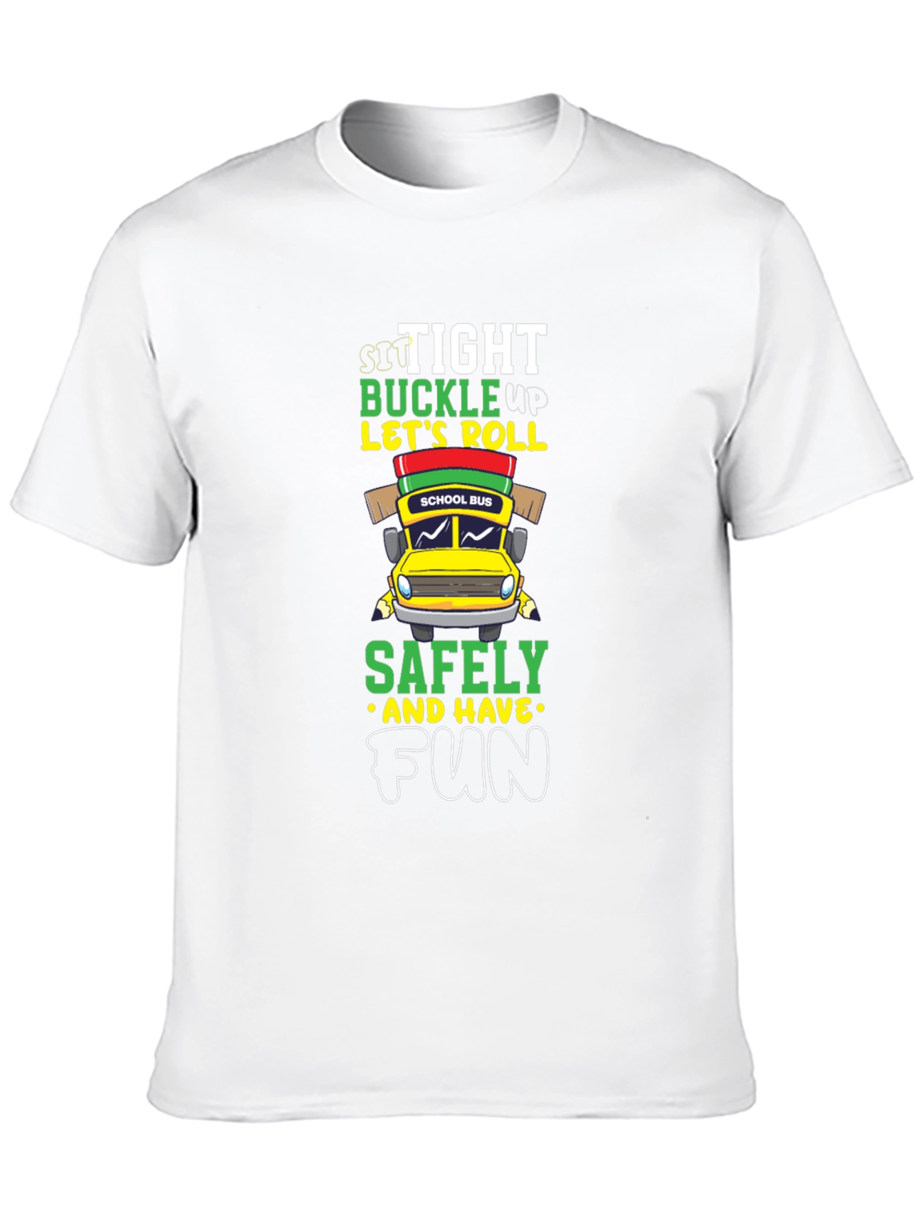Black Sit Tight Buckle Up Let's Roll School Bus Graphic Tee view 10