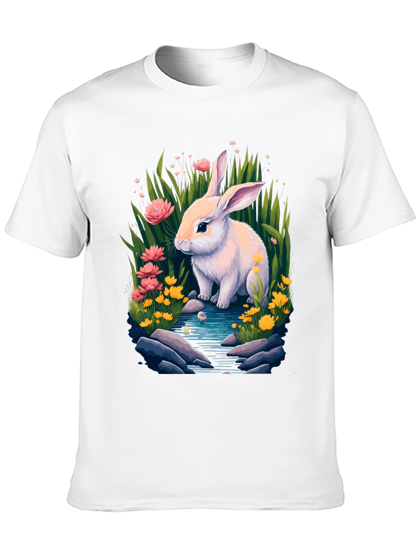 Black Bunny in Bloom Tee - Whimsical Rabbit Design view 10