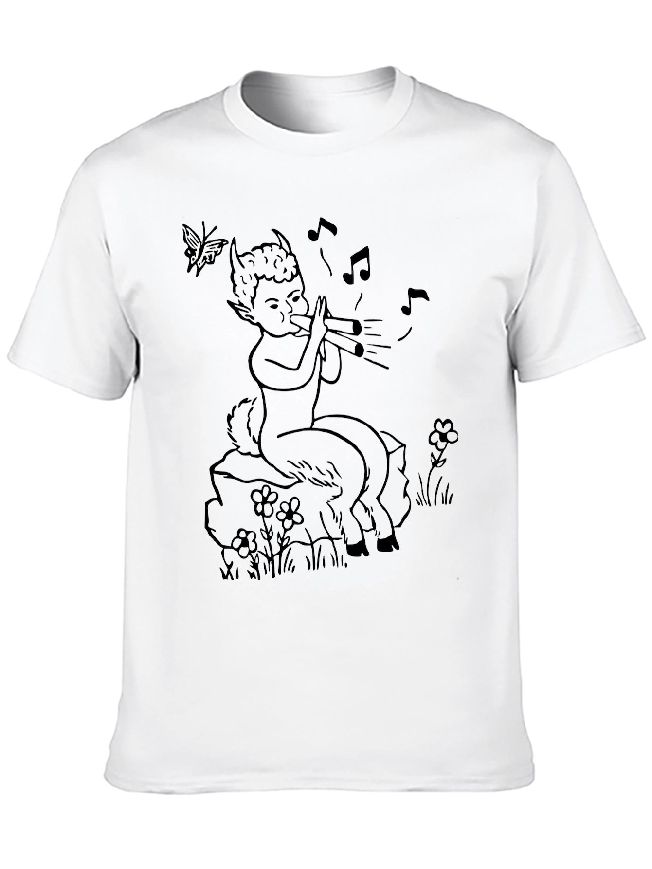 Black Whimsical Satyr T-Shirt - Unisex Black Tee view 10