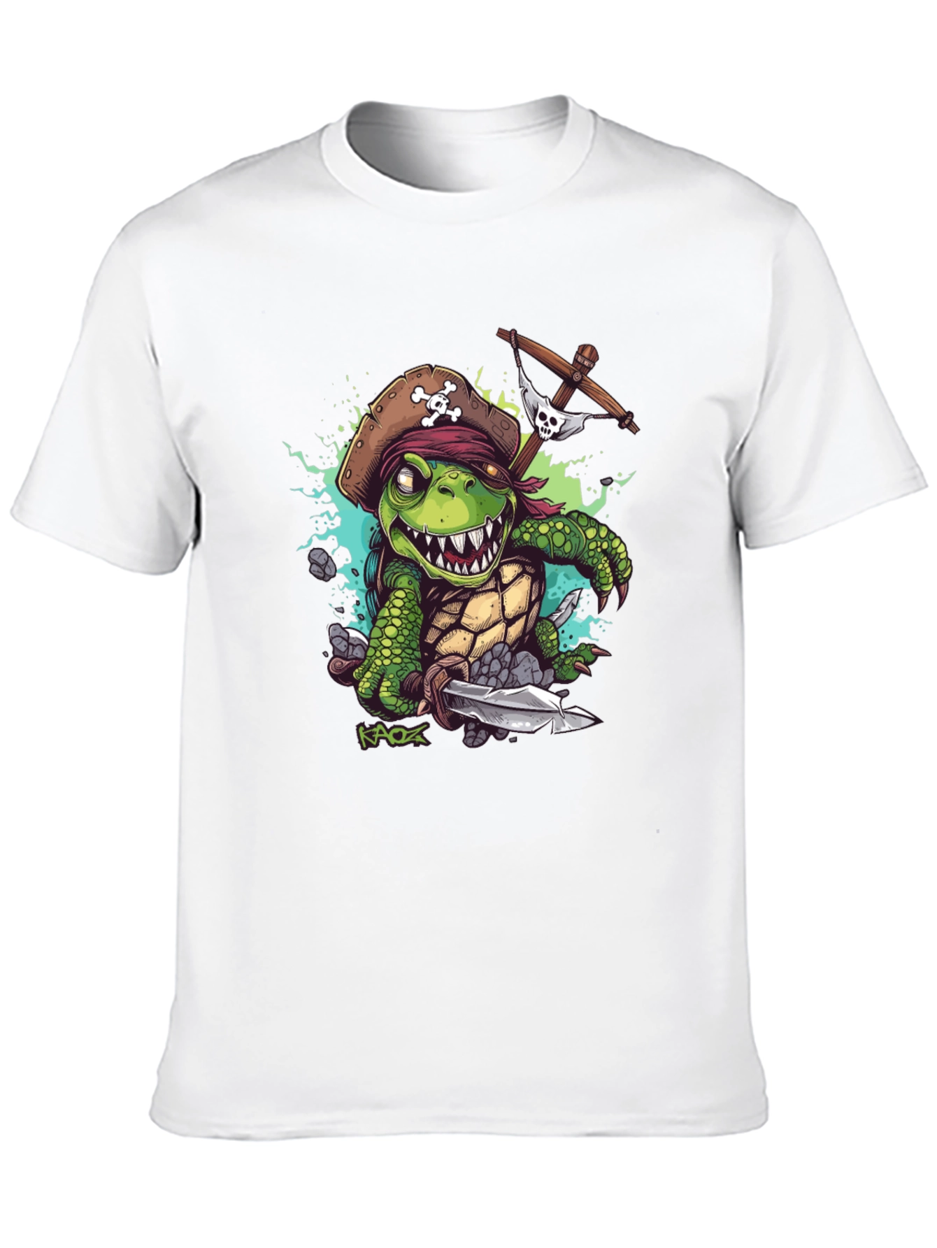 Black Pirate Turtle Graphic Tee - Unique Design view 10