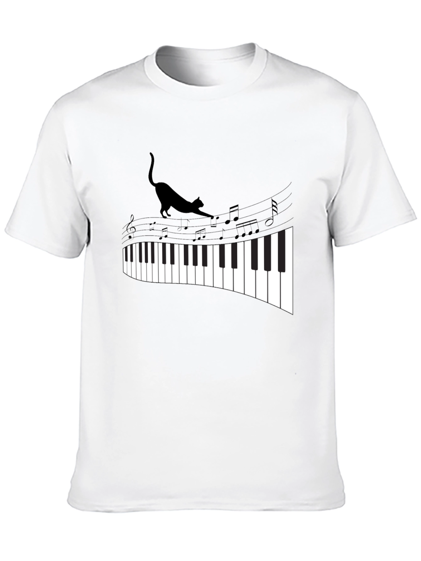 Black Cat Walking on Piano Keys Unisex T-Shirt view 10