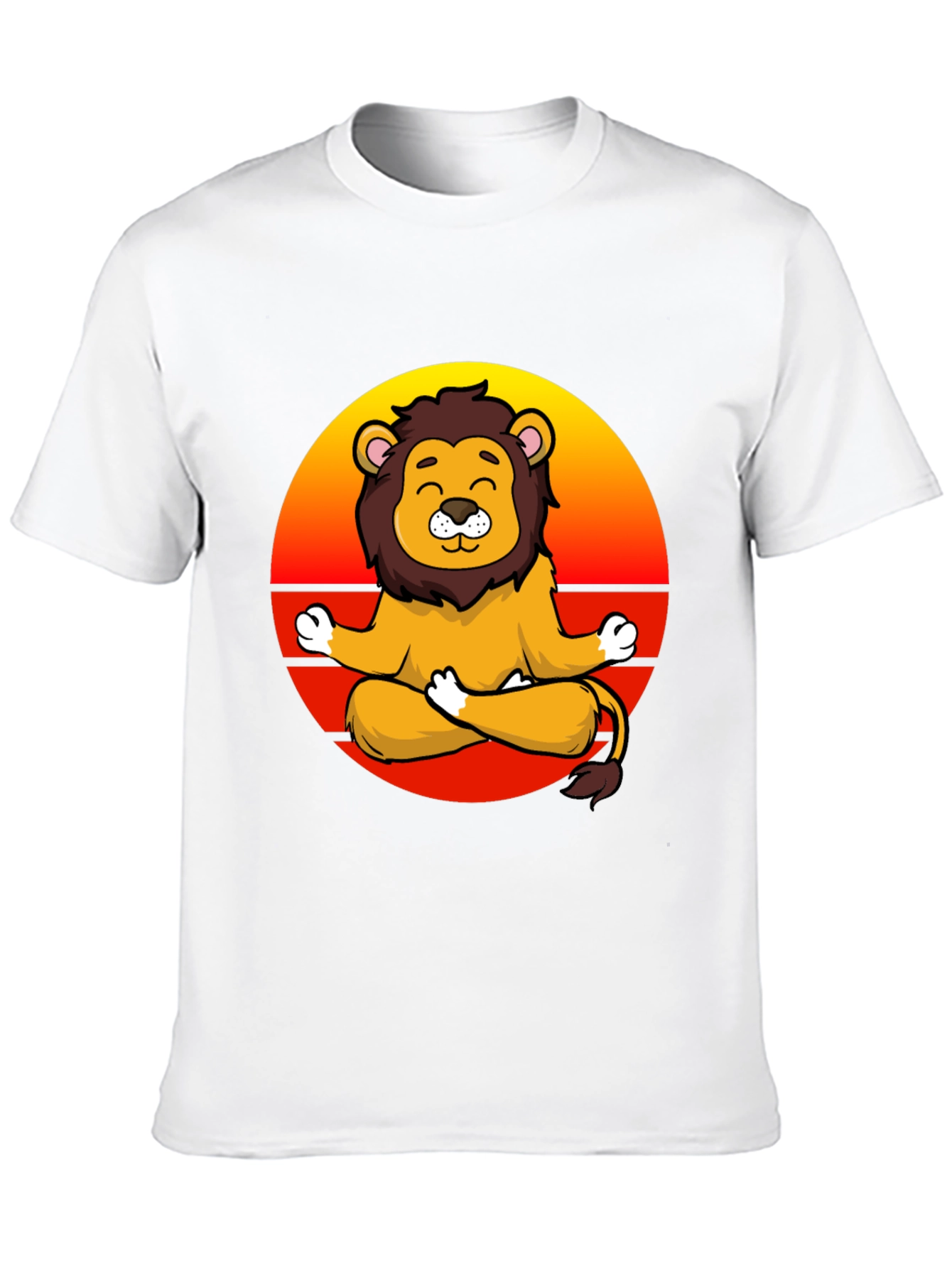 Black Zen Lion T-Shirt - Meditating Cartoon Lion Graphic Tee view 10