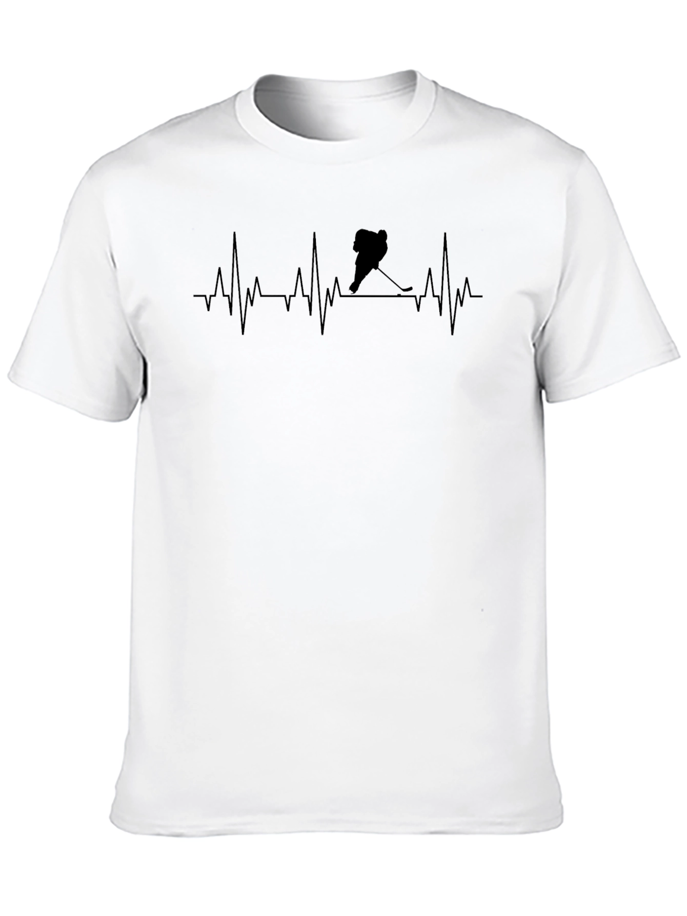Black Hockey Heartbeat T-Shirt - Black Graphic Tee view 10
