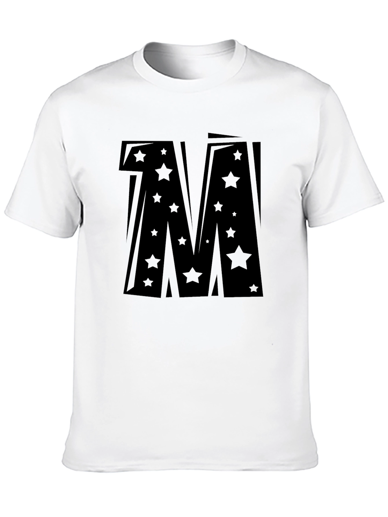 Black Bold Star Letter "M" Graphic T-Shirt view 10