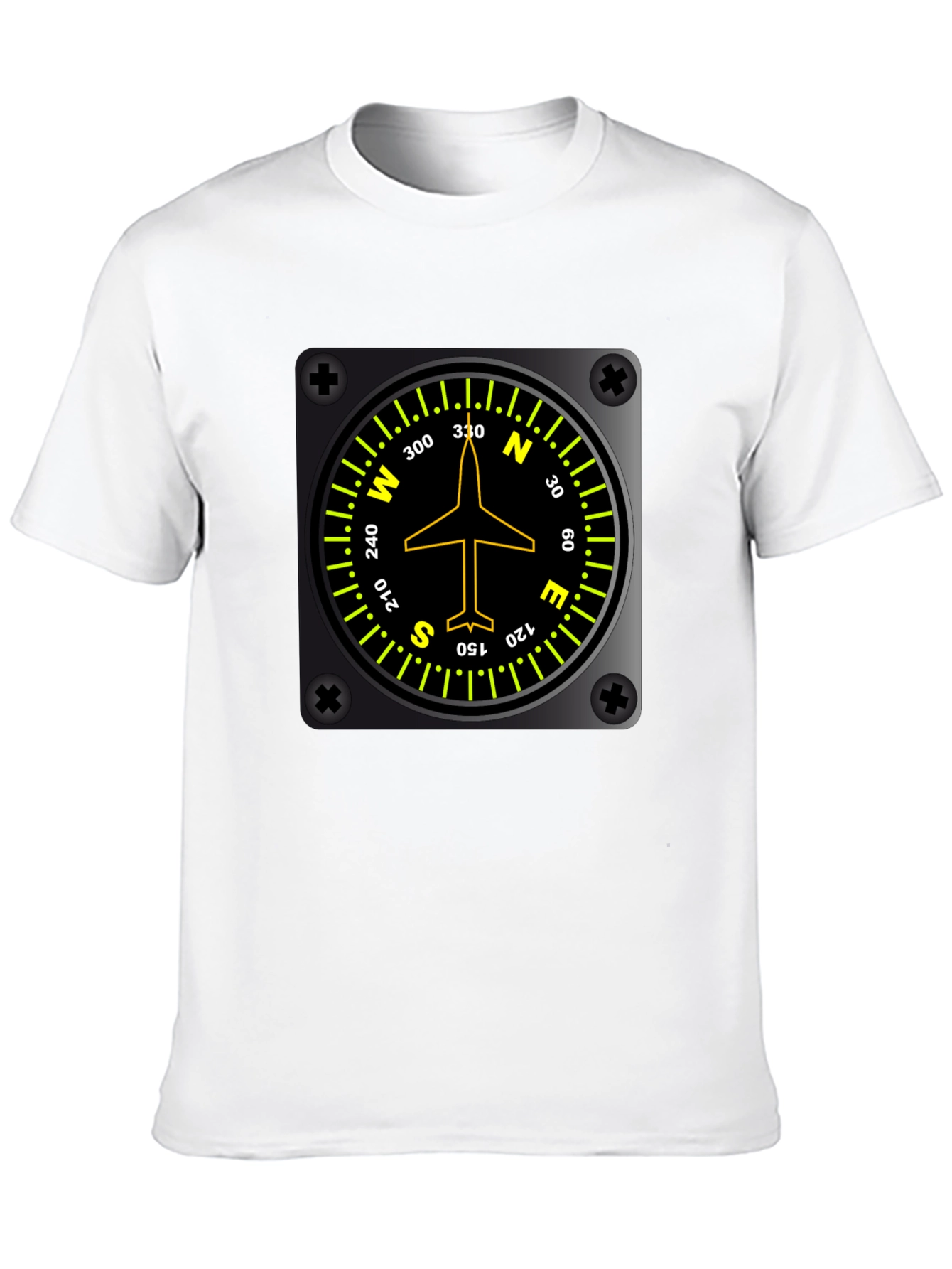 Black Pilot Compass Directional Aviation Black T-Shirt view 10