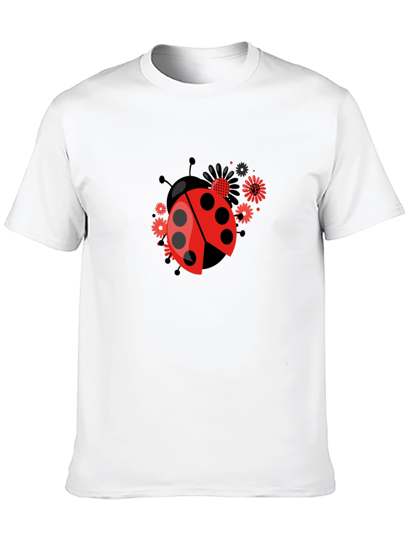 Black Ladybug Flower Graphic Tee - Black view 10