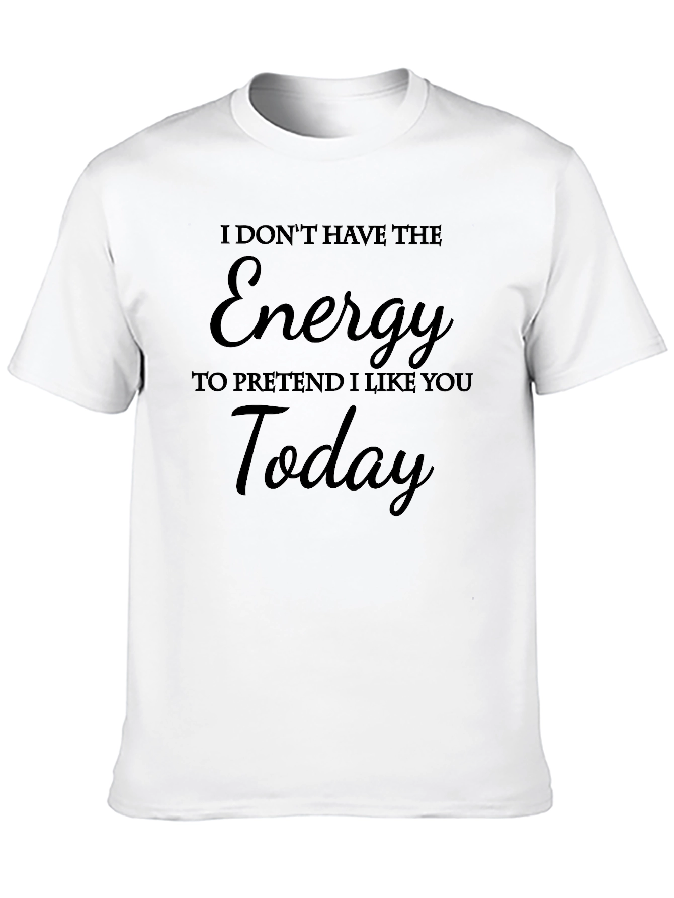 Black Funny "No Energy" Graphic T-Shirt view 10