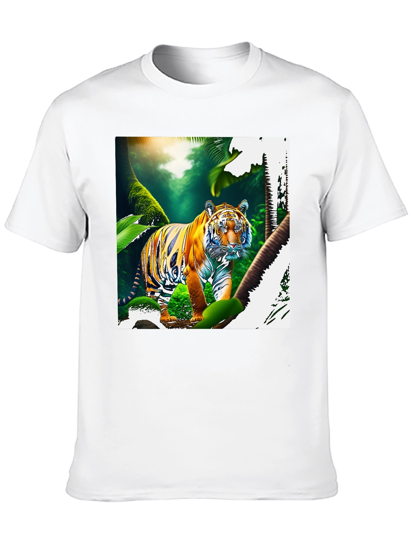Black Jungle Tiger Graphic Print Black T-Shirt view 10