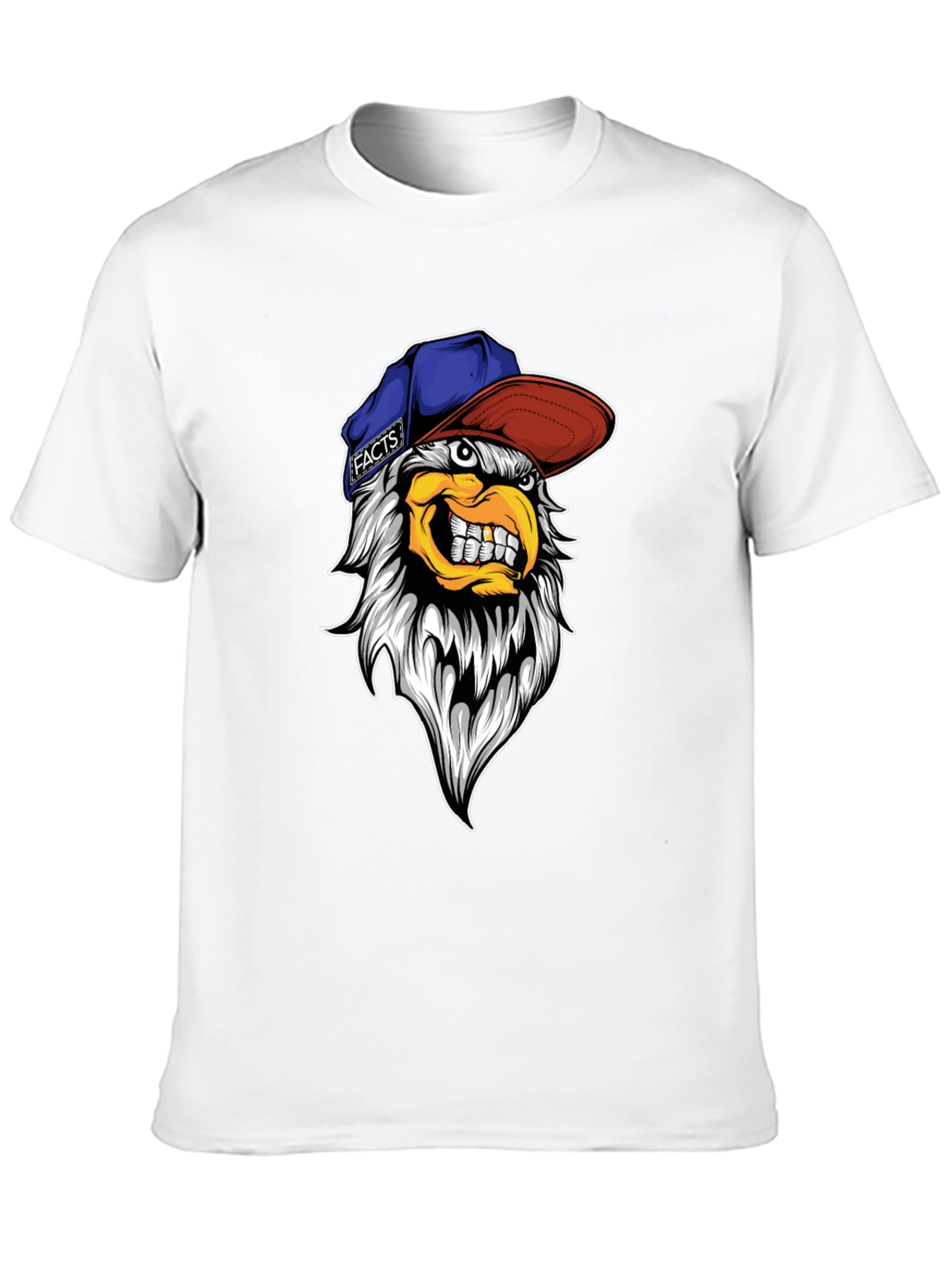 Black Edgy Eagle "Facts" Cap Graphic Tee - Black view 10