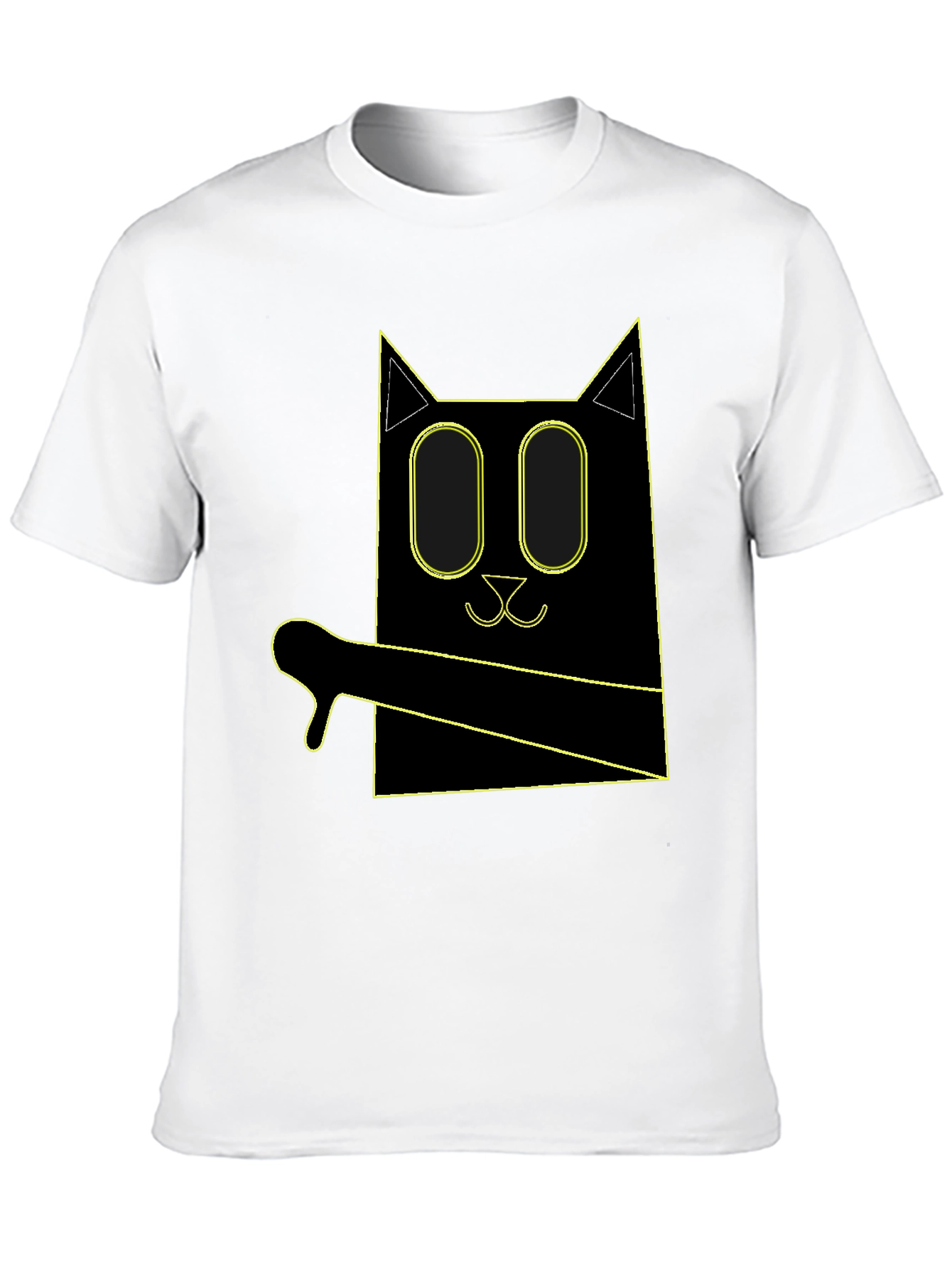 Black Geometric Cat T-Shirt view 10