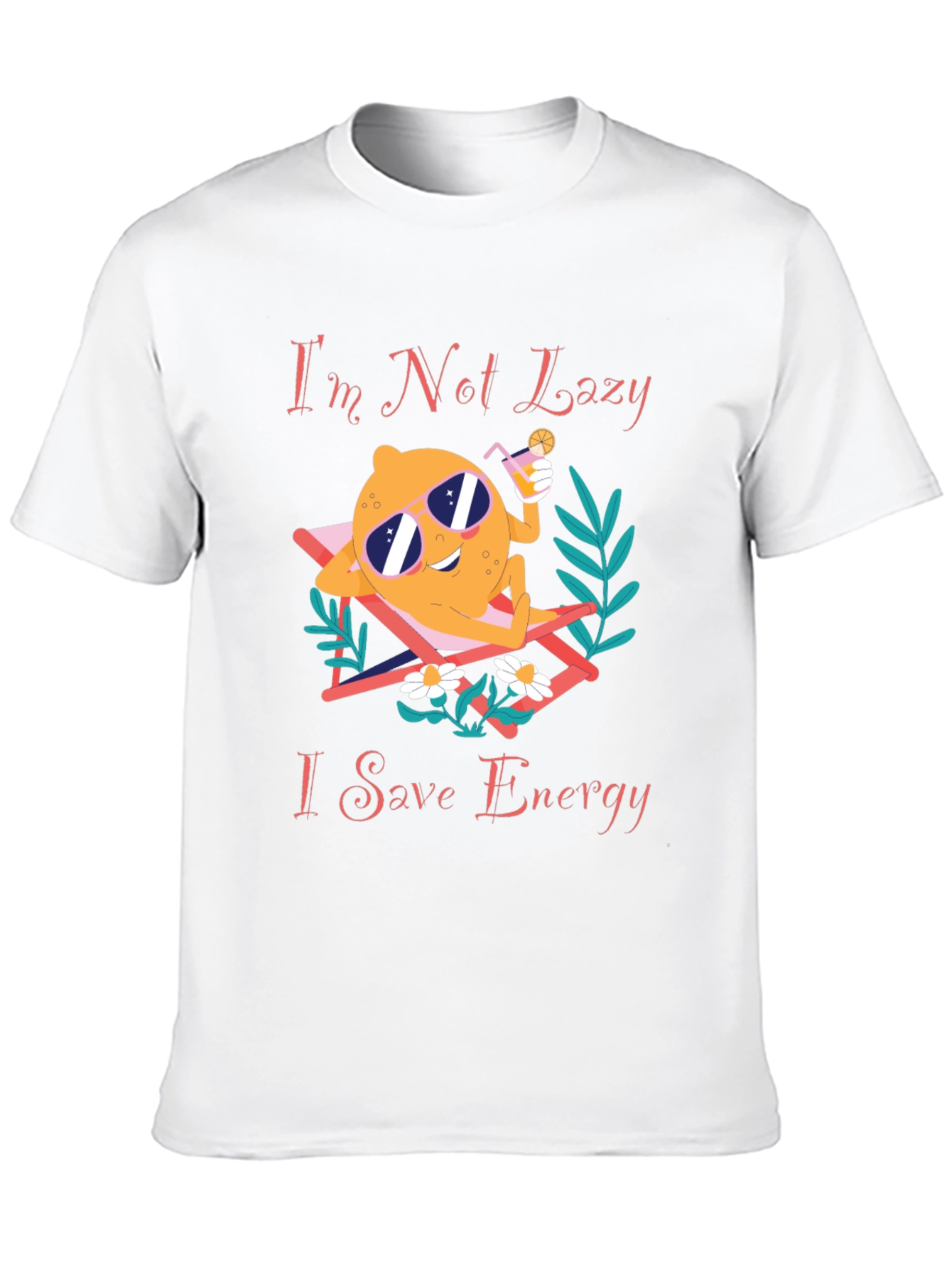 Black Funny Save Energy T-Shirt - Lazy Lemon Lounging Design view 10