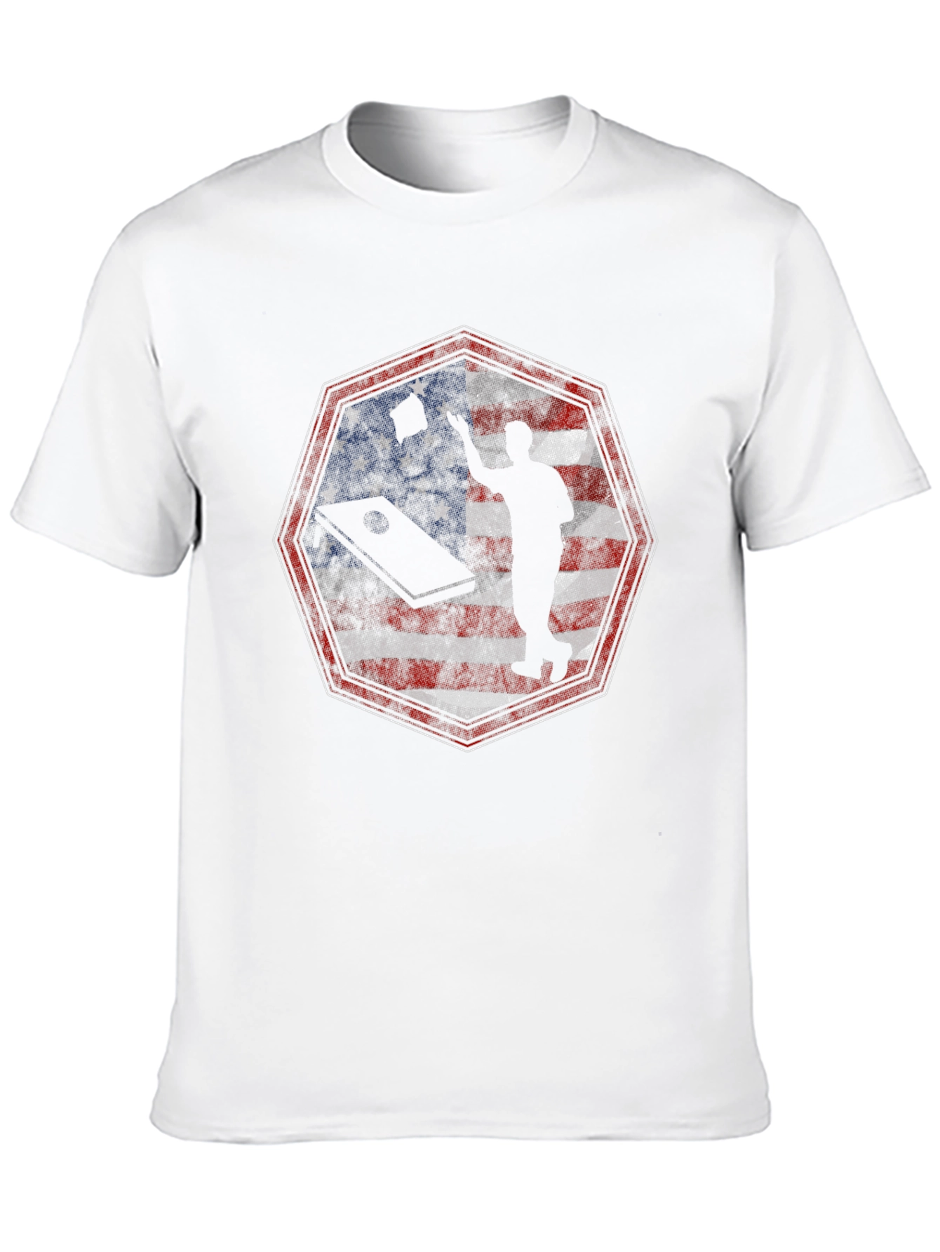 Black American Cornhole T-Shirt Patriotic USA Flag Tee view 10