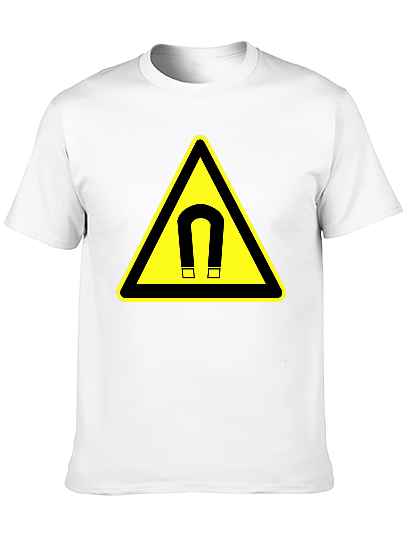 Magnet Warning Sign Graphic T-Shirt - Black Cotton Tee - 10