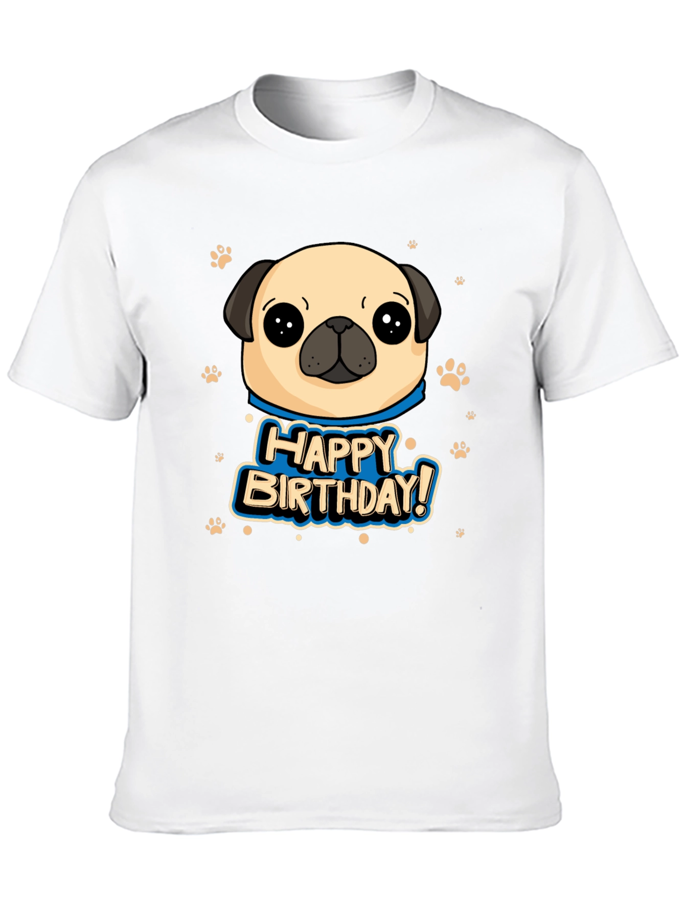 Black Pug Happy Birthday Black T-Shirt view 10