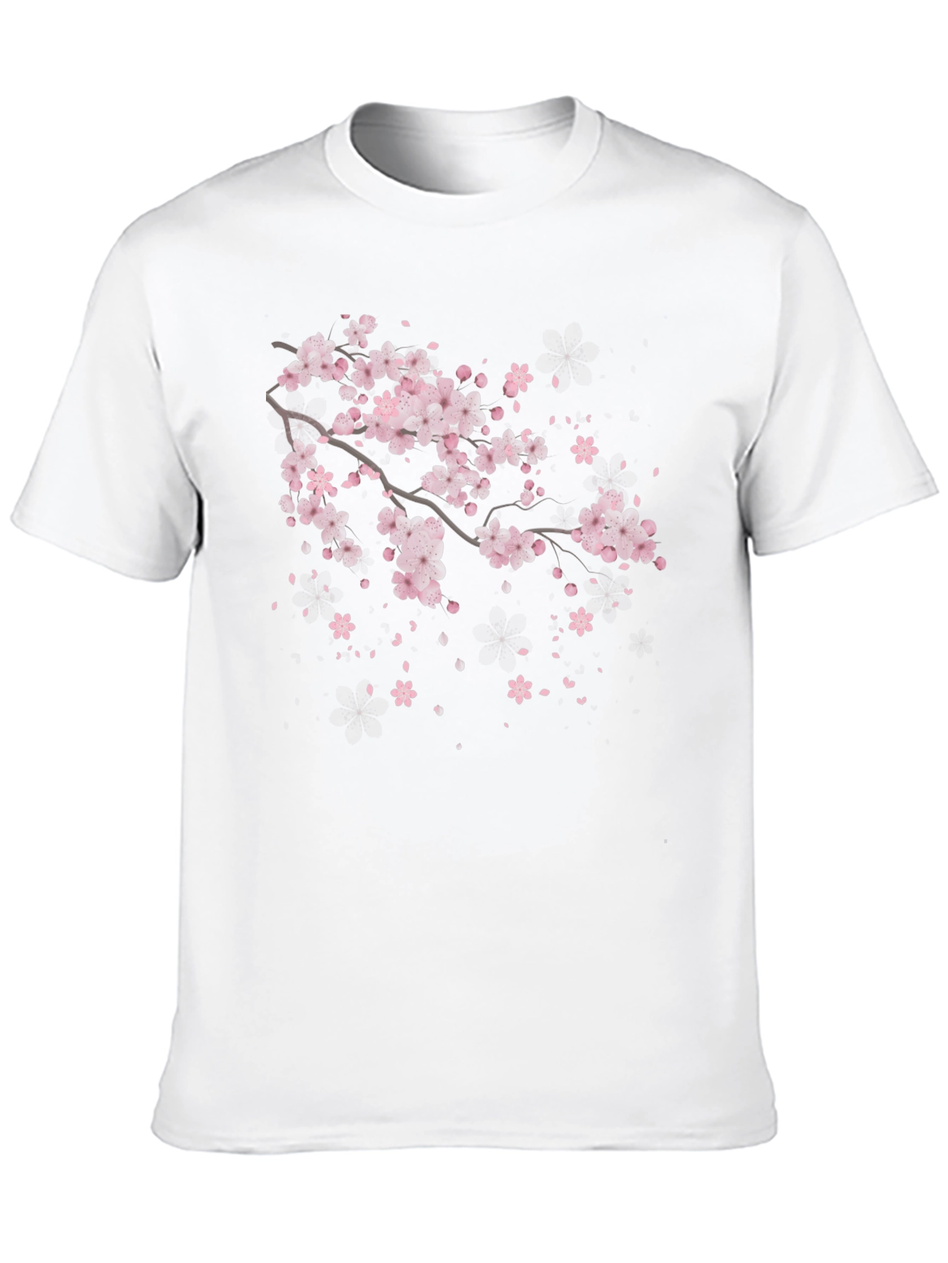Black Cherry Blossom Branch Black T-Shirt view 10
