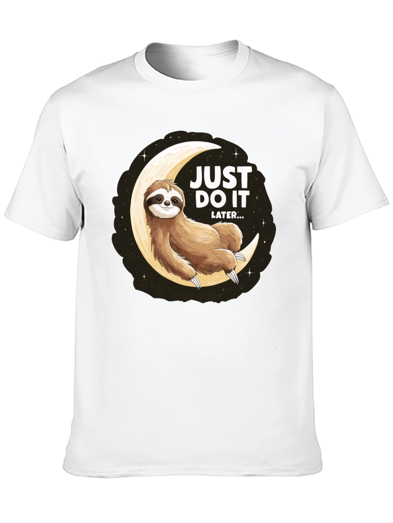 Black Just Do It Later Sloth T-Shirt - Lazy Moon Design view 10