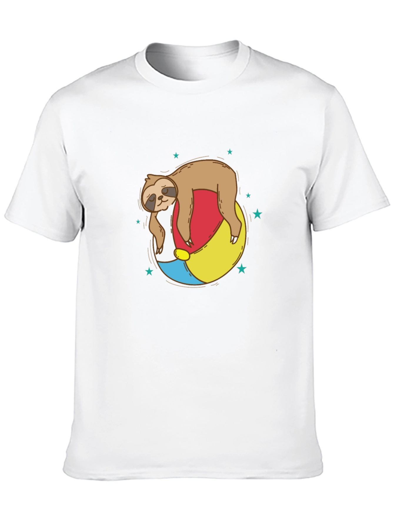 Black Sloth on Beach Ball T-Shirt - Relaxed Summer Vibes view 10