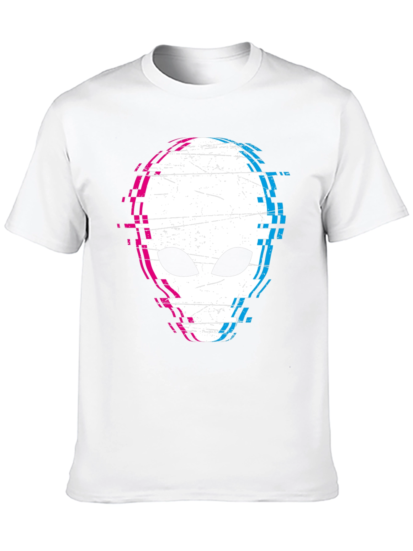 Black Glitch Alien Graphic Tee - Black Cotton Blend Shirt view 10