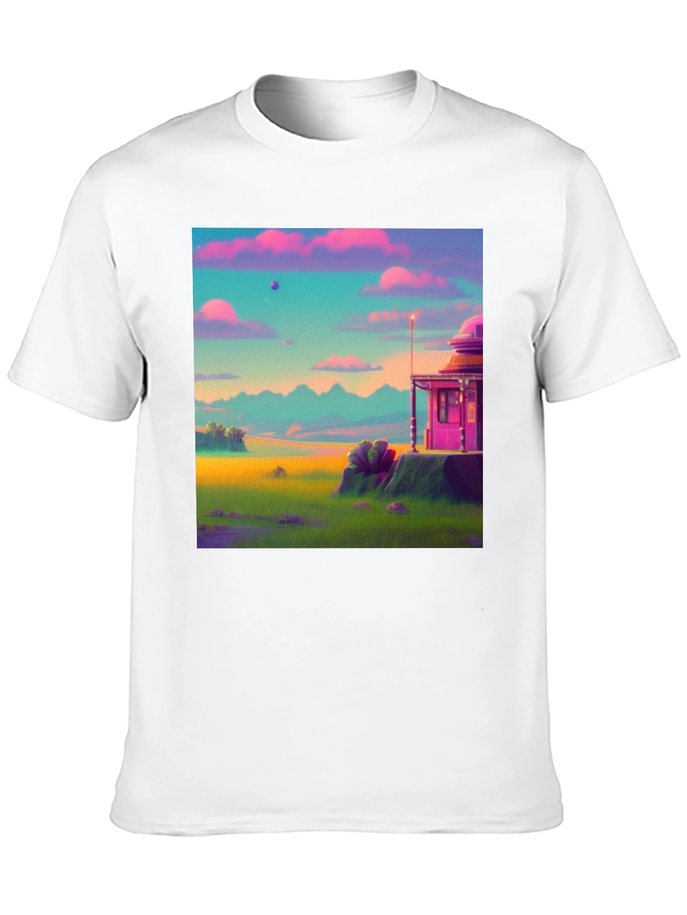 Black Vaporwave Landscape Graphic Tee - Retro Style view 10