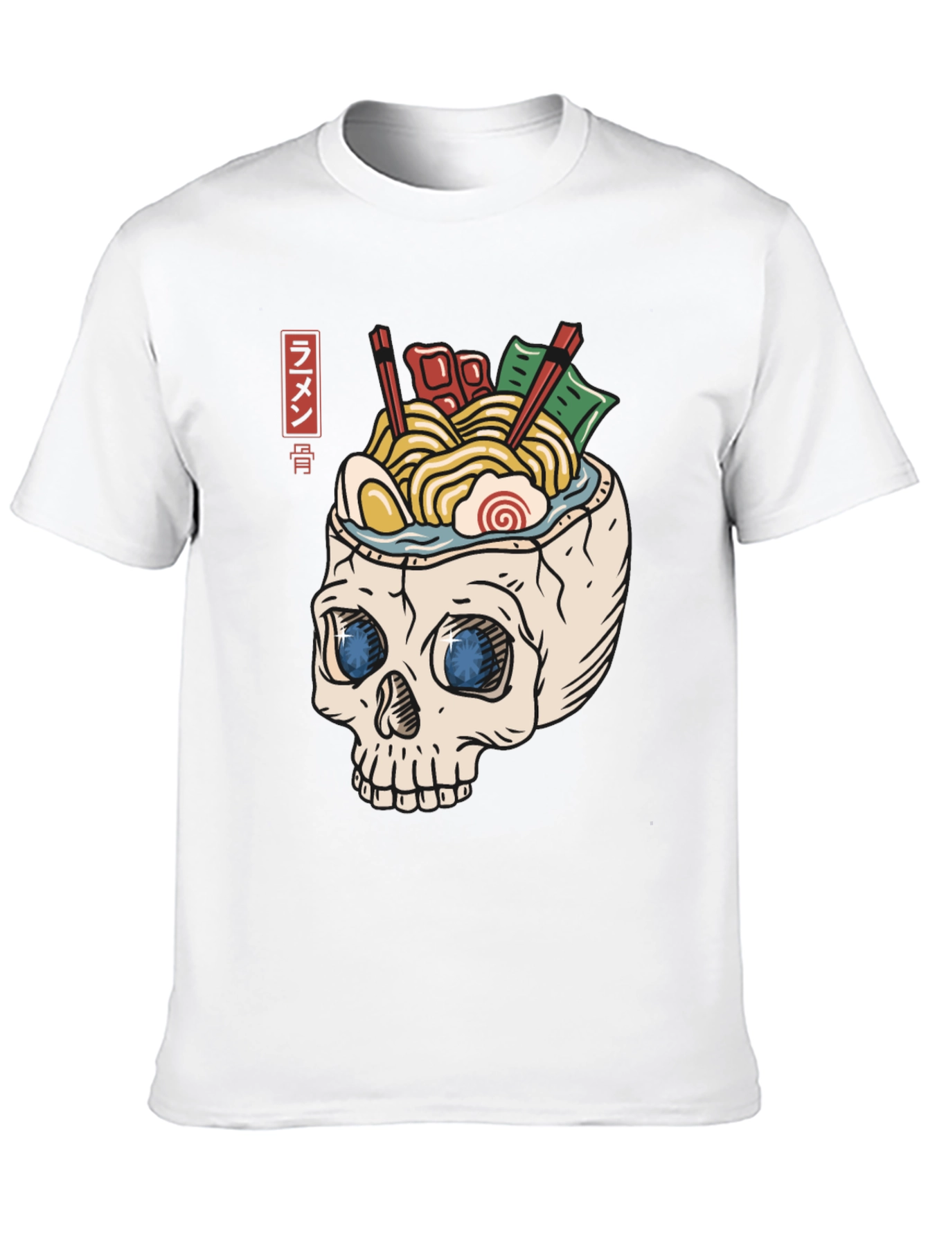 Black Ramen Skull T-Shirt - Unique Graphic Tee view 10