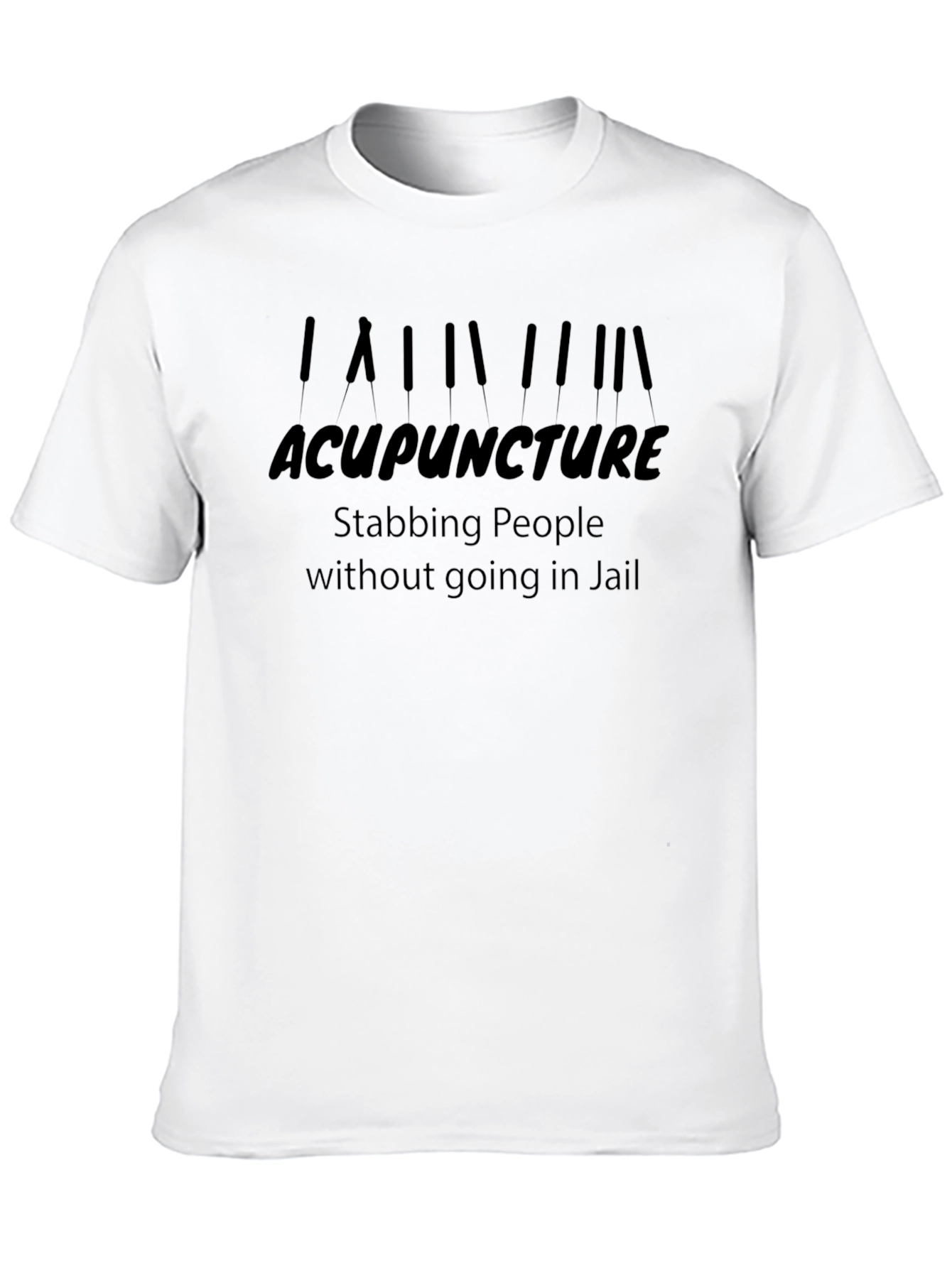 Black Acupuncture Stabbing Joke T-Shirt view 10