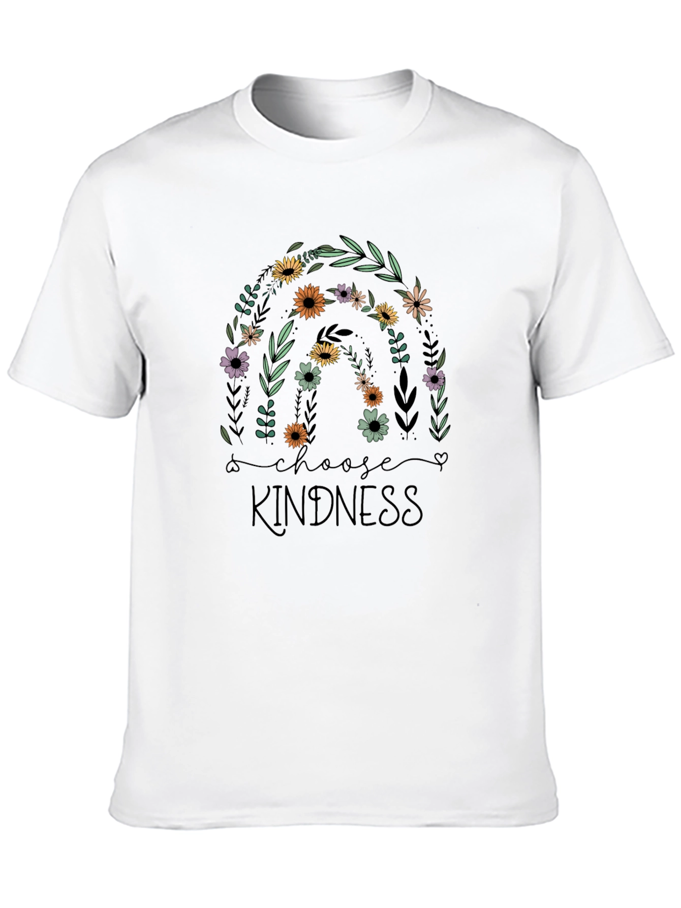 Black Choose Kindness Floral Rainbow Graphic Tee view 10