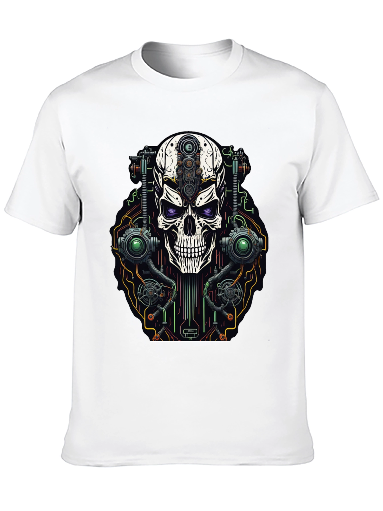 Black Cyberpunk Skull Graphic T-Shirt view 10