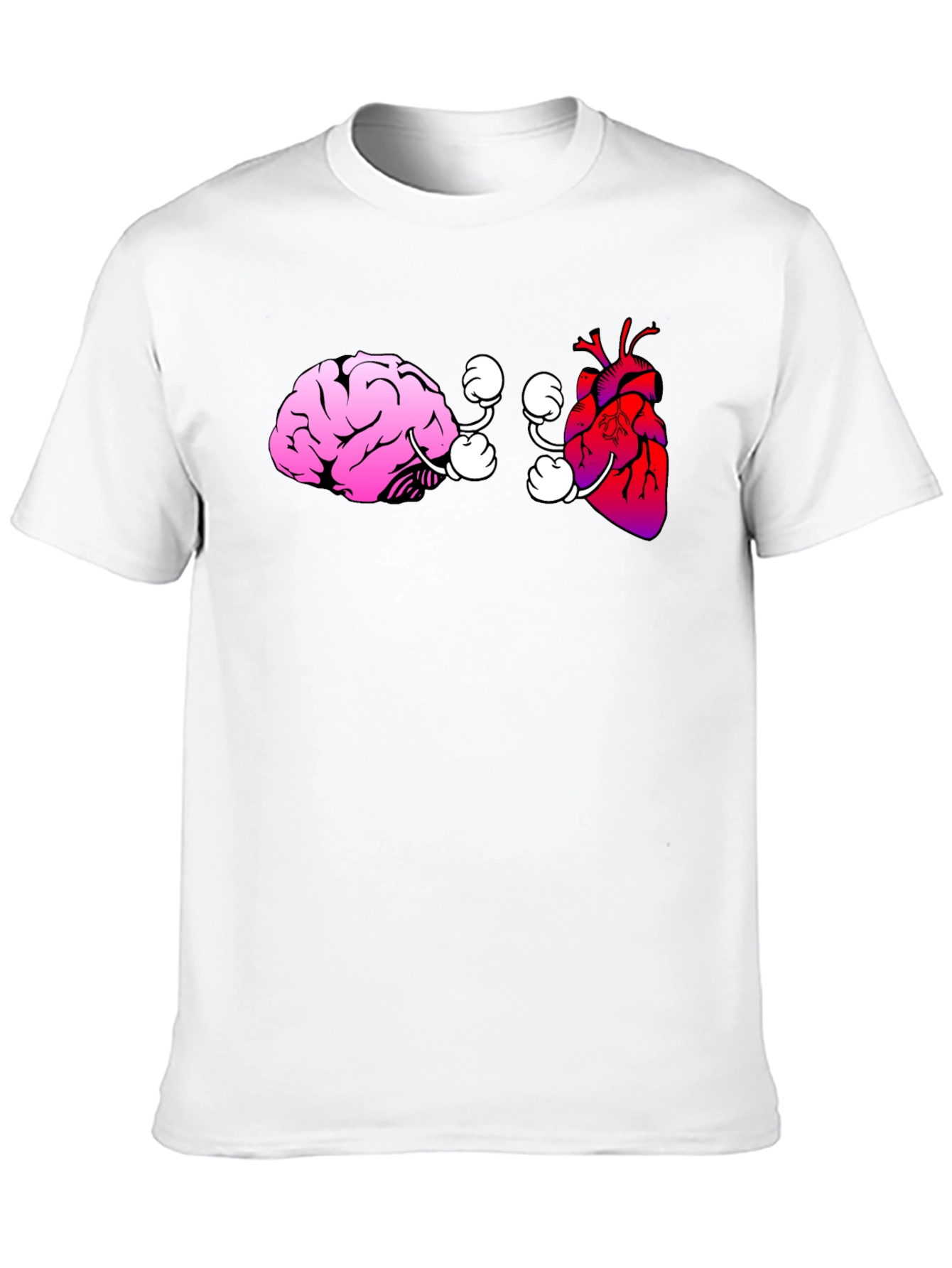 Black Brain vs. Heart Graphic Tee - Black Cotton T-Shirt view 10
