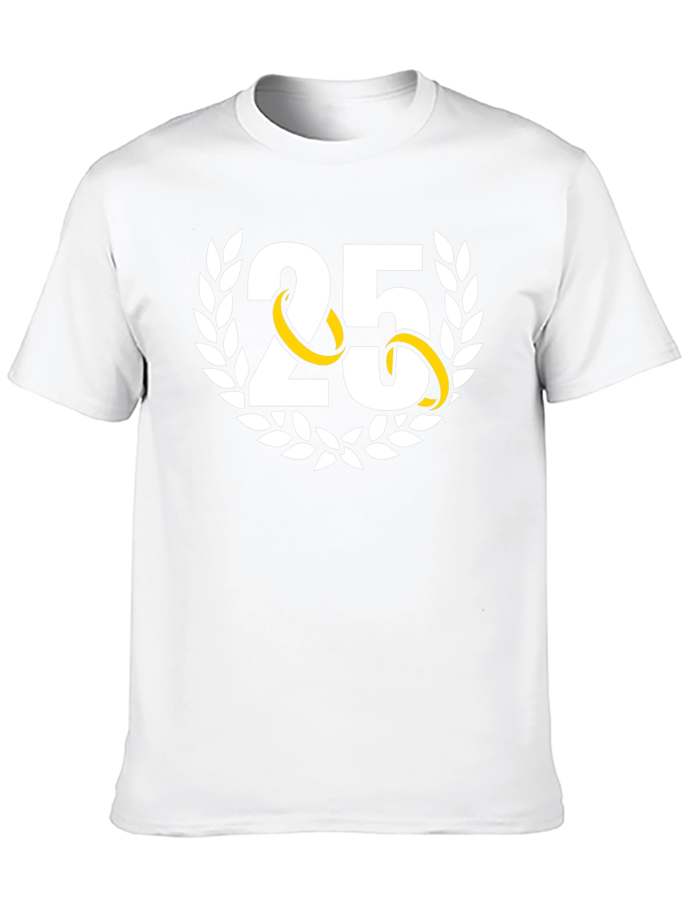 25th Anniversary T-Shirt - Gold Rings Laurel Wreath - 10
