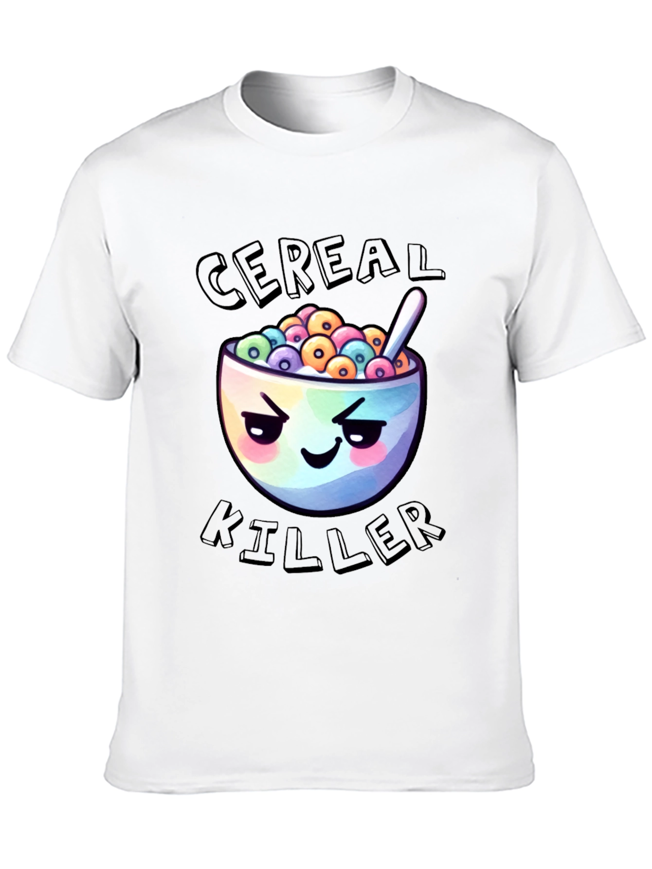 Black Cereal Killer Graphic T-Shirt - Funny Cartoon Tee view 10