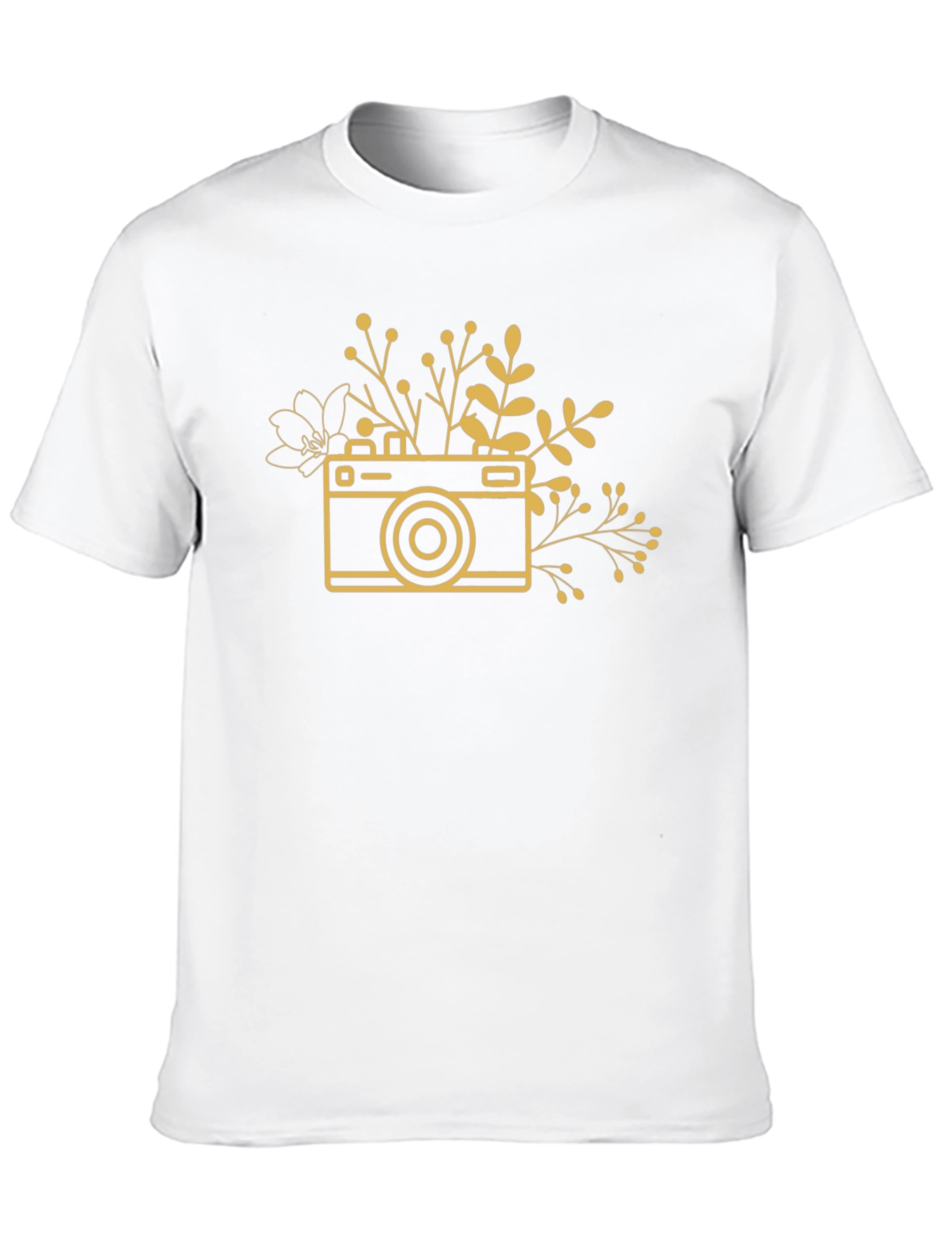 Black Floral Camera Graphic Tee - Stylish Unisex Top view 10